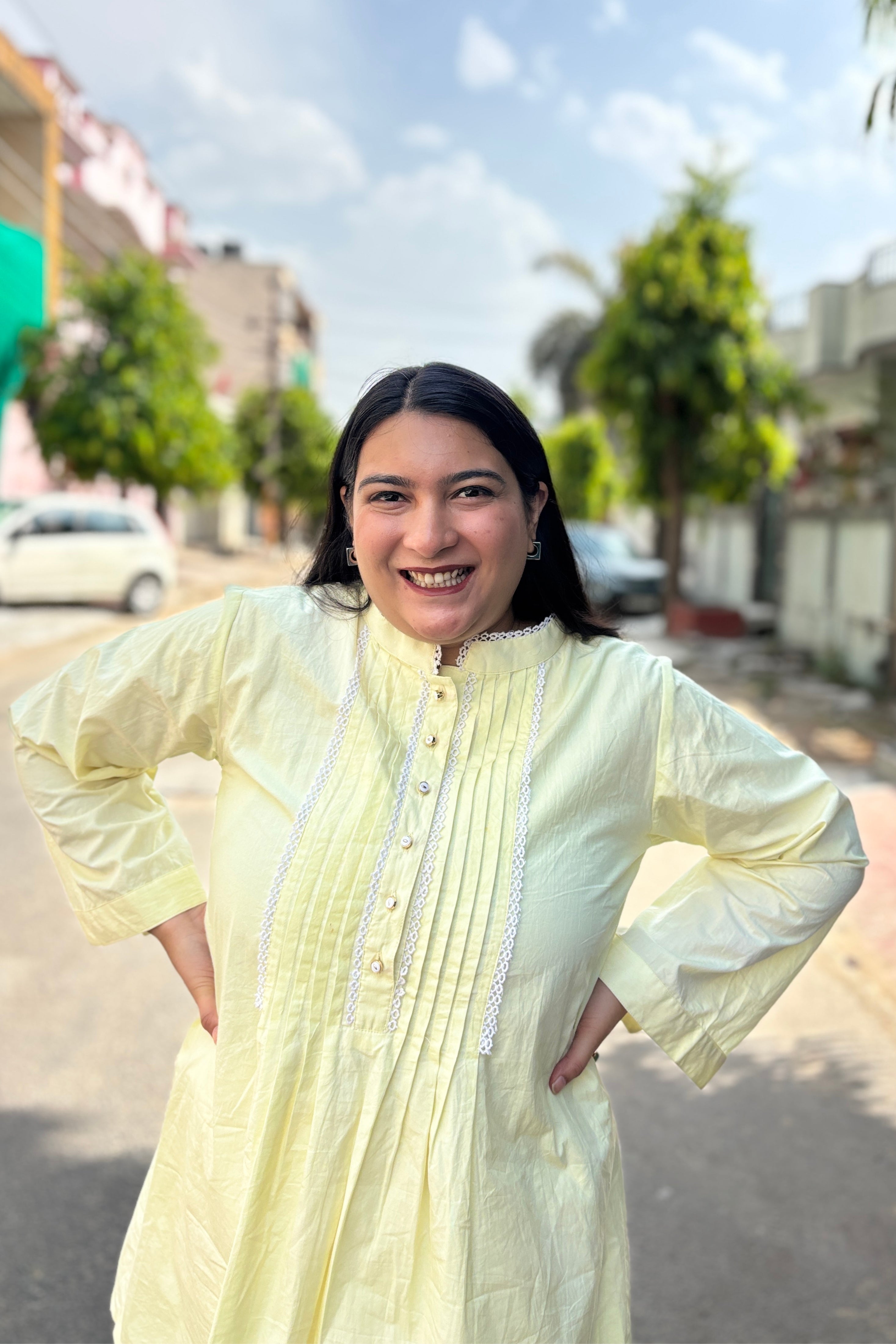 BUTTER YELLOW PINTUCK TOP