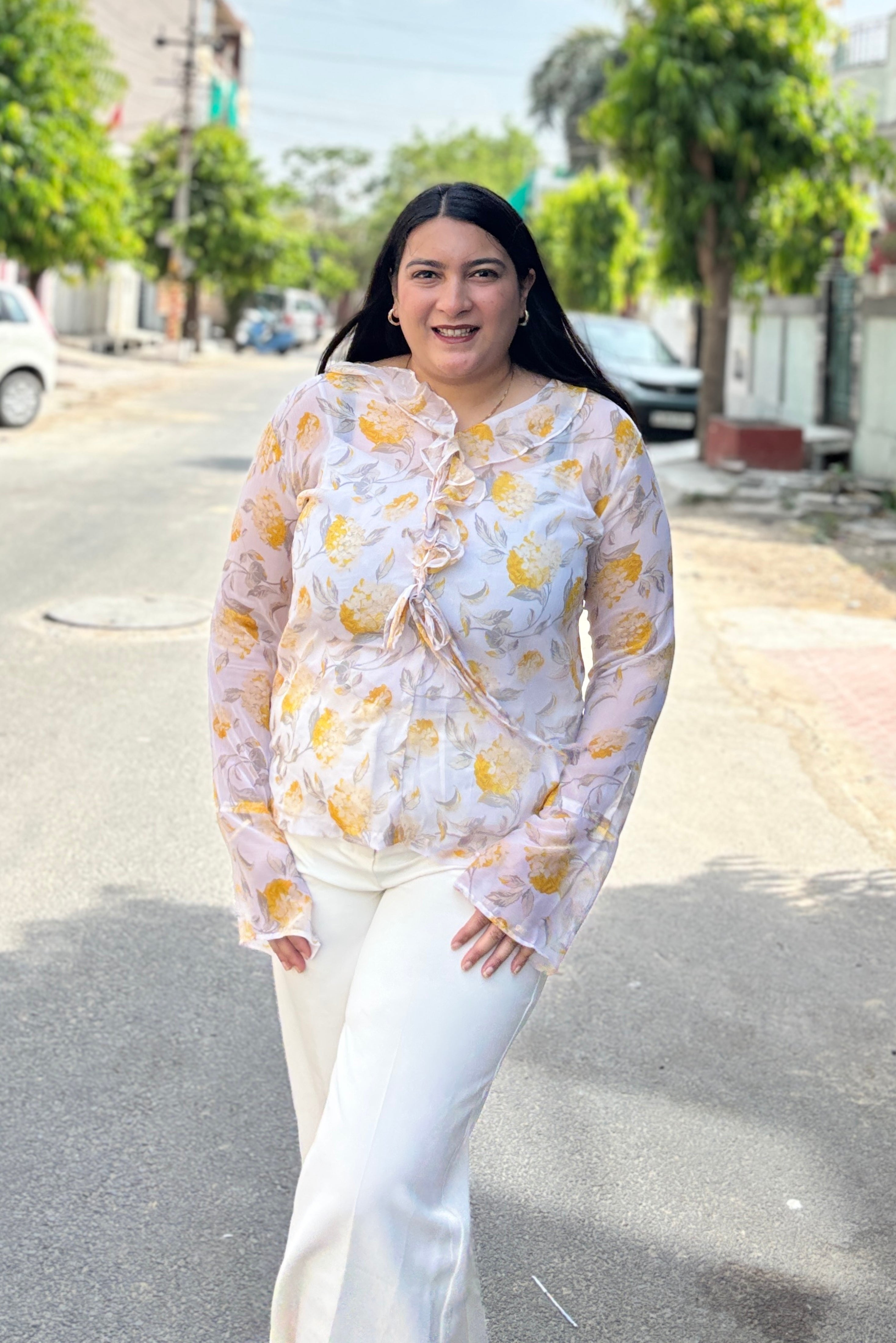 Floral Sheer Chiffon Top