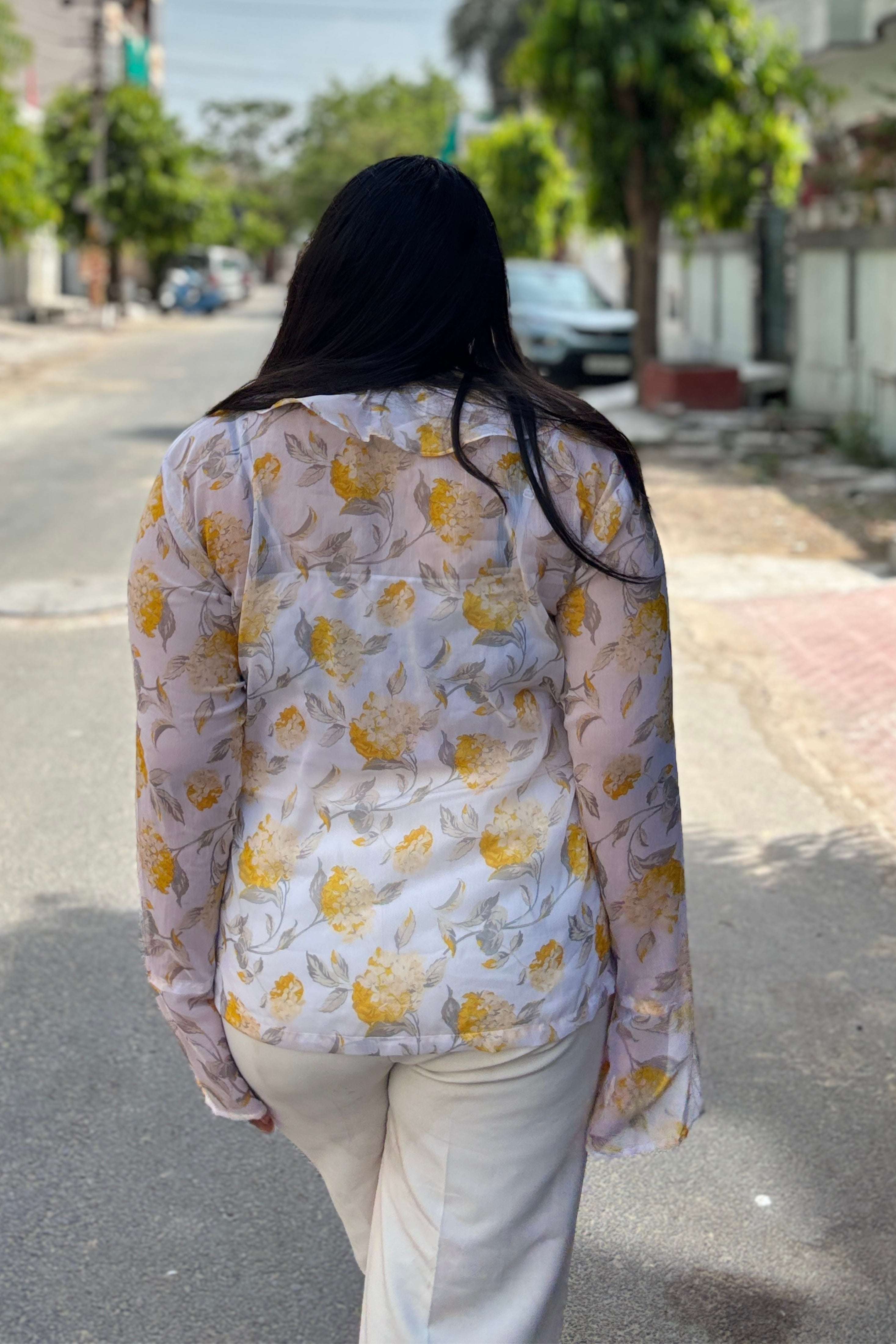 Floral Sheer Chiffon Top