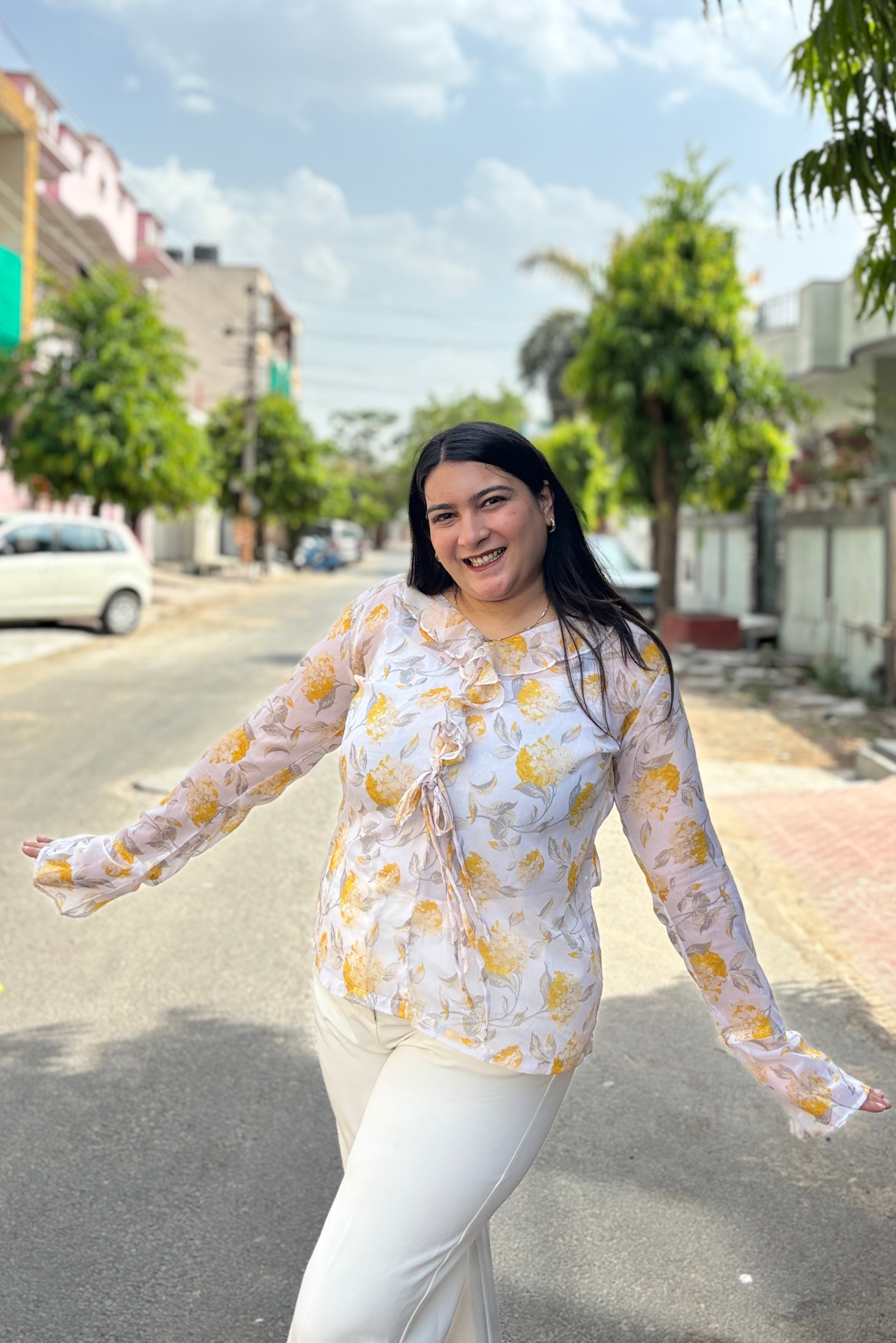Floral Sheer Chiffon Top