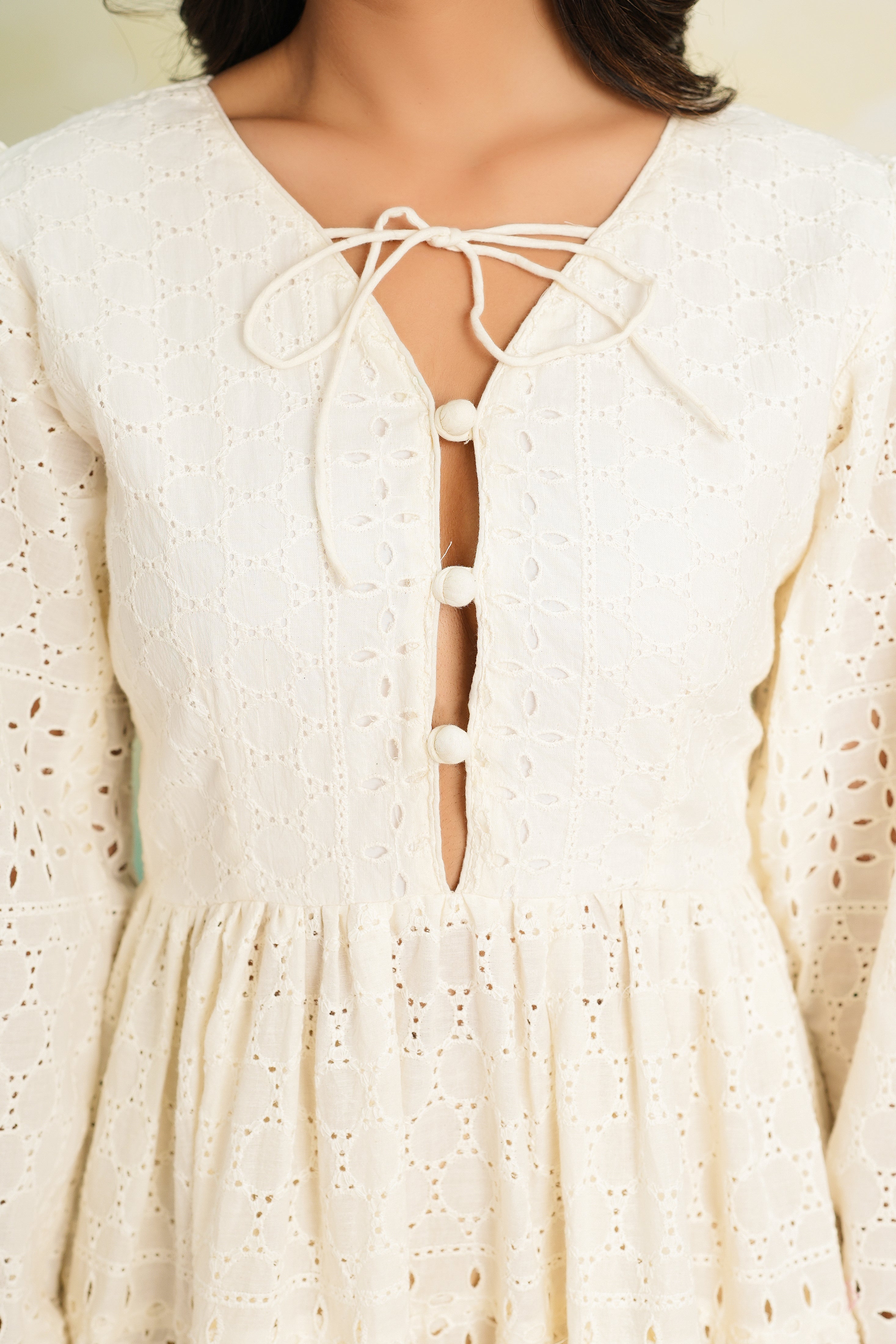 White Shiffli Maxi Dress