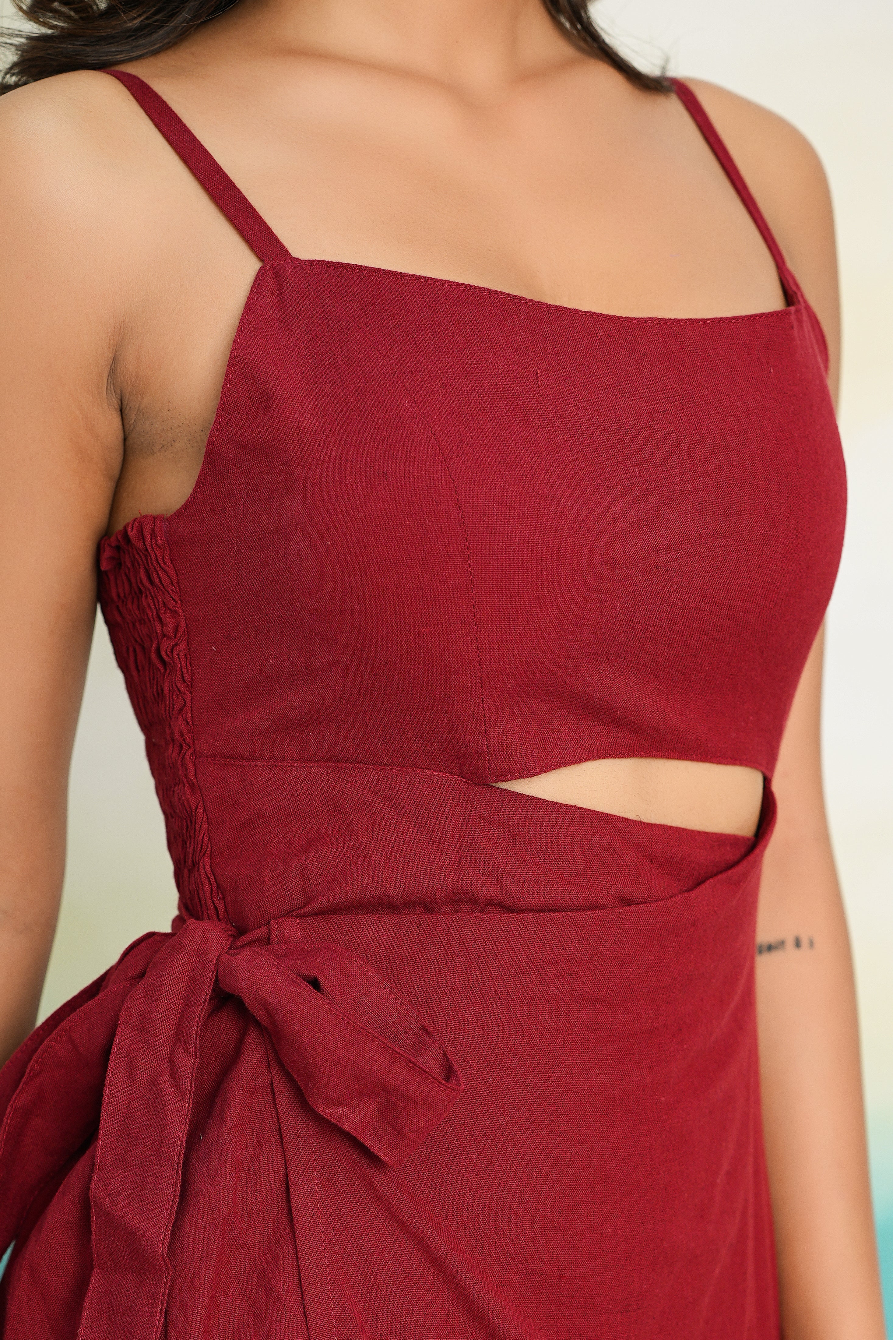 Brick Cut Out Mini Dress