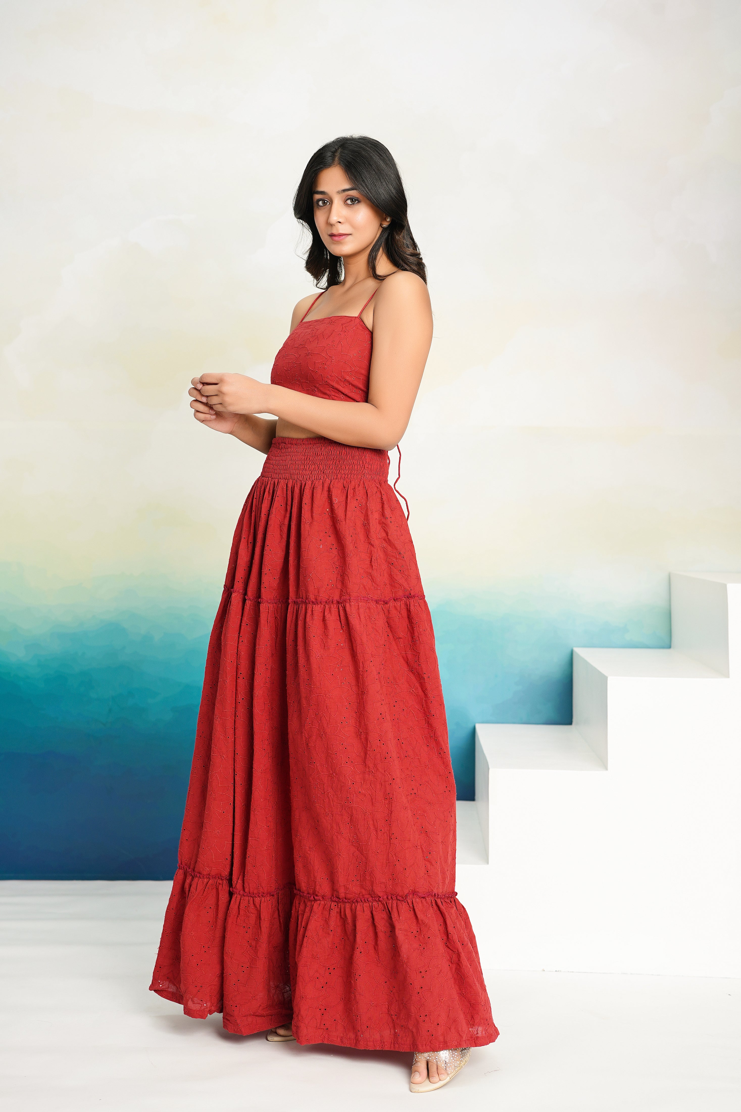 Brick Red Shiffli Coord Set