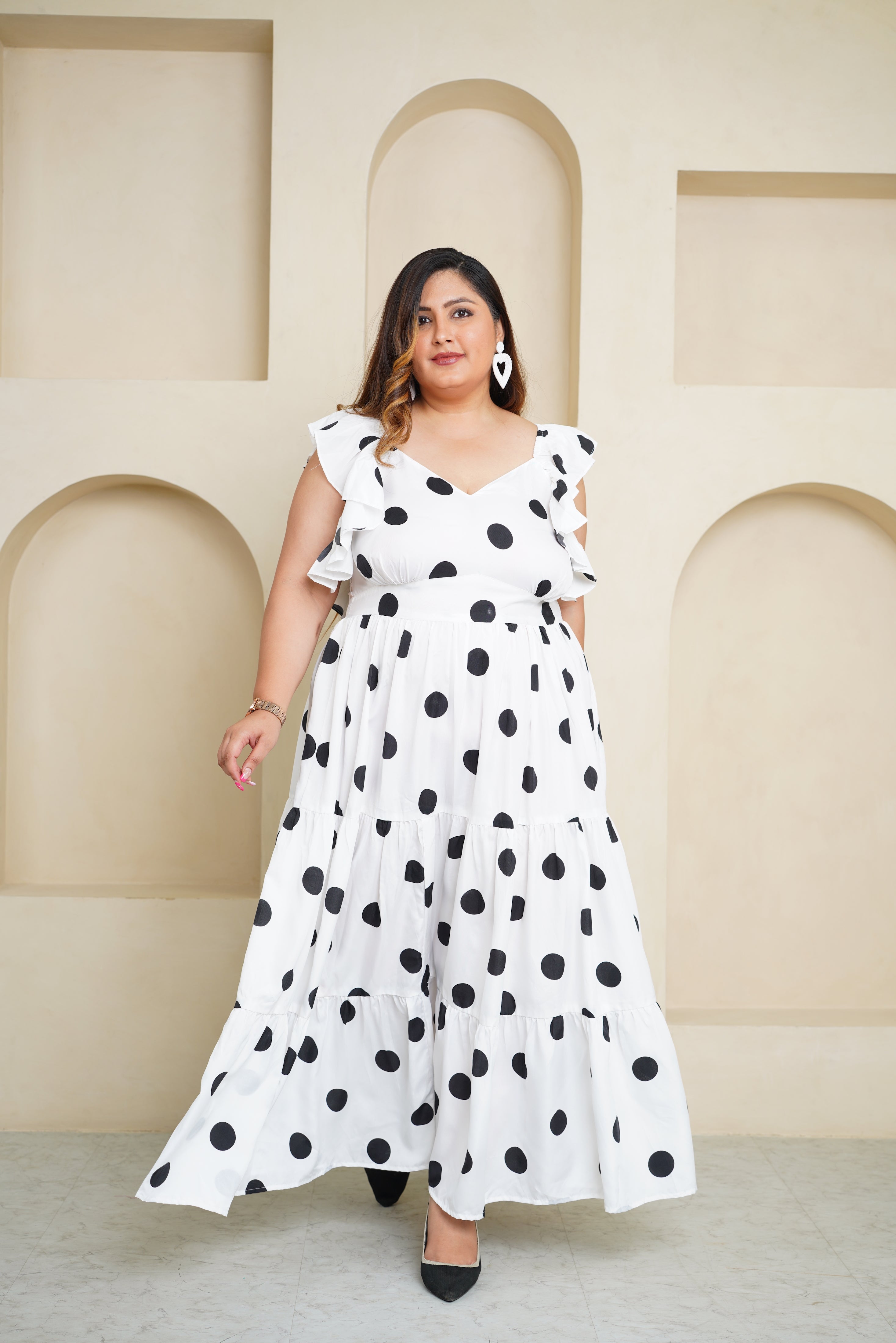 White Polka Dot Maxi Dress