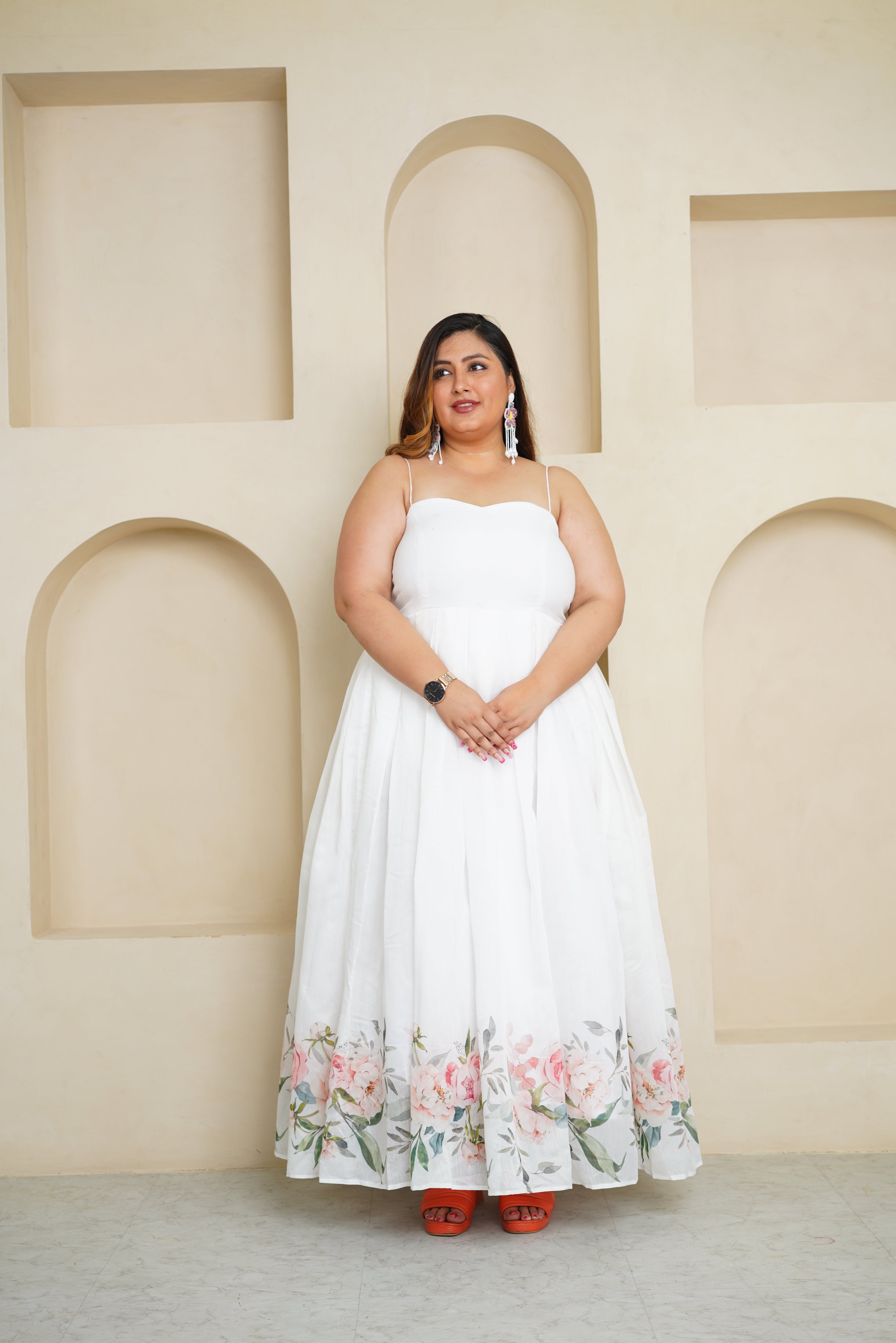 white chanderi maxi dress
