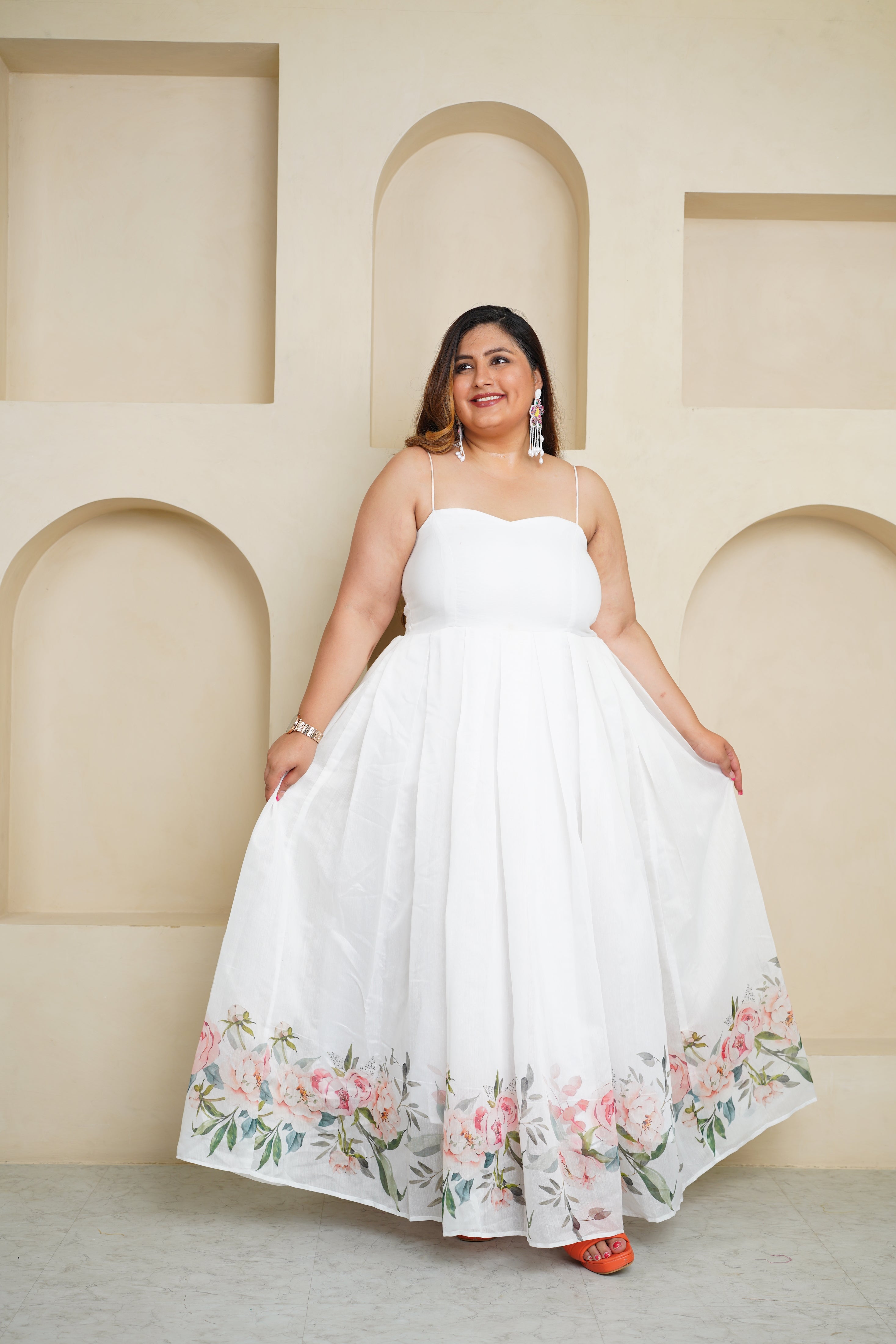 white chanderi maxi dress