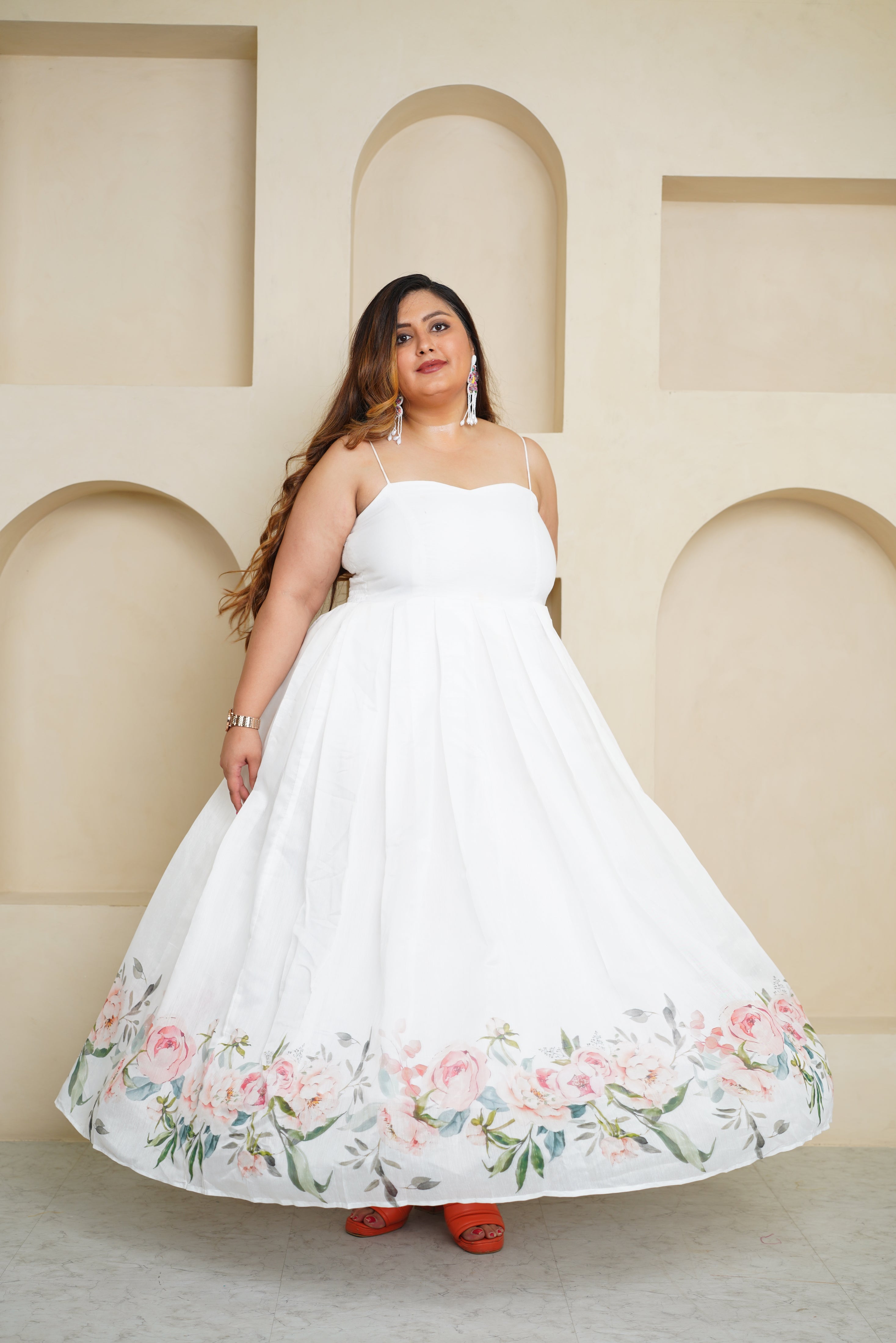 white chanderi maxi dress