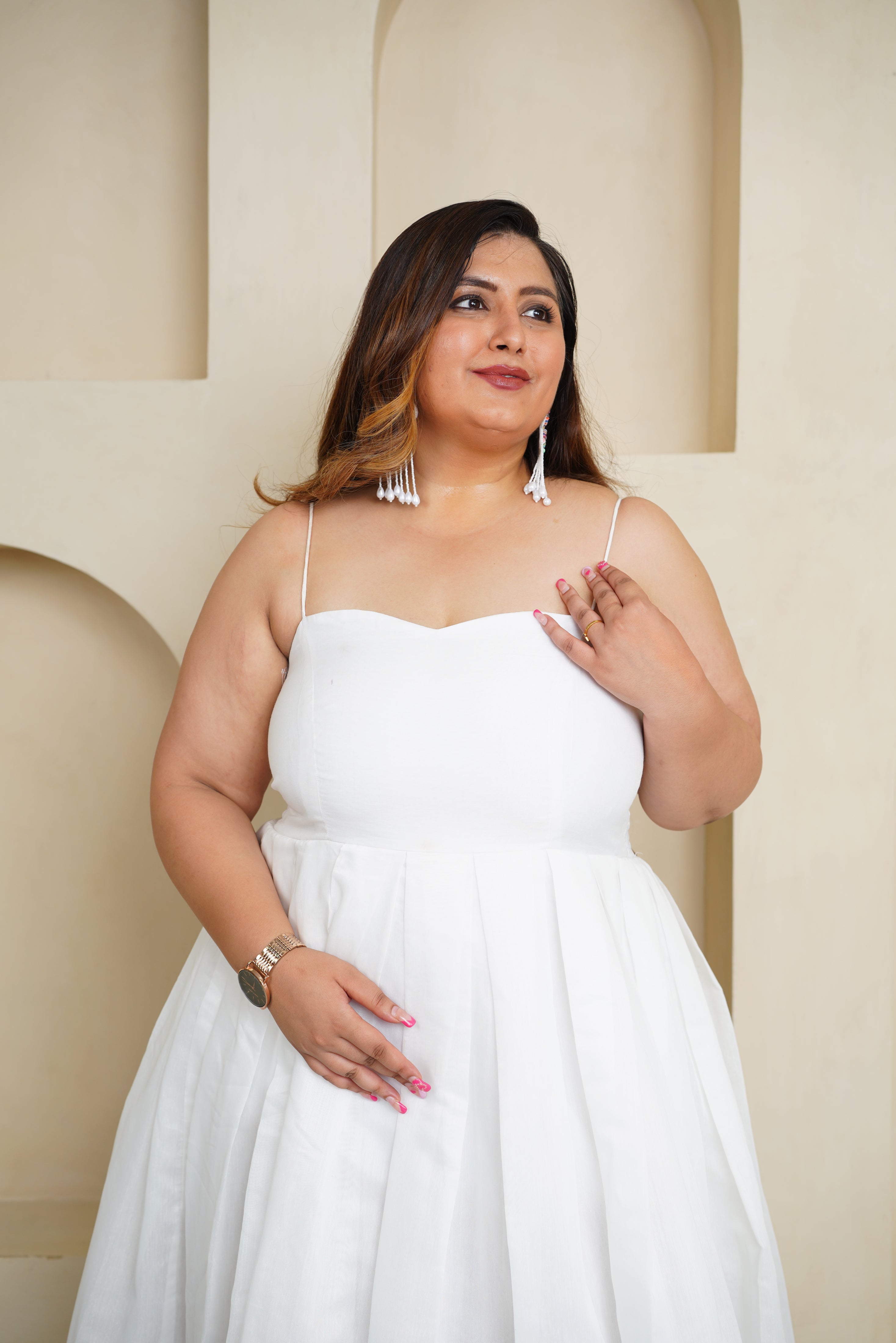 white chanderi maxi dress