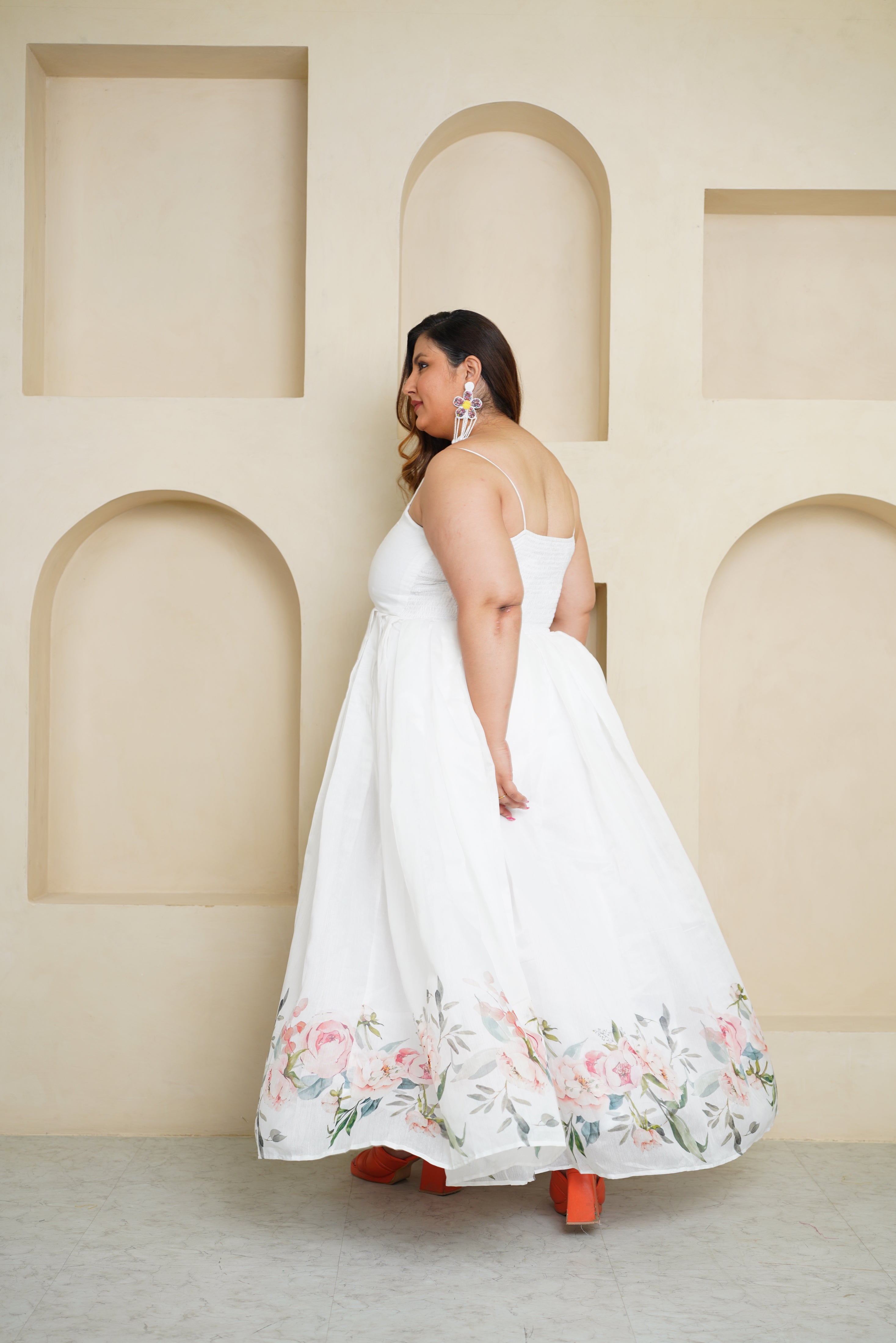 white chanderi maxi dress