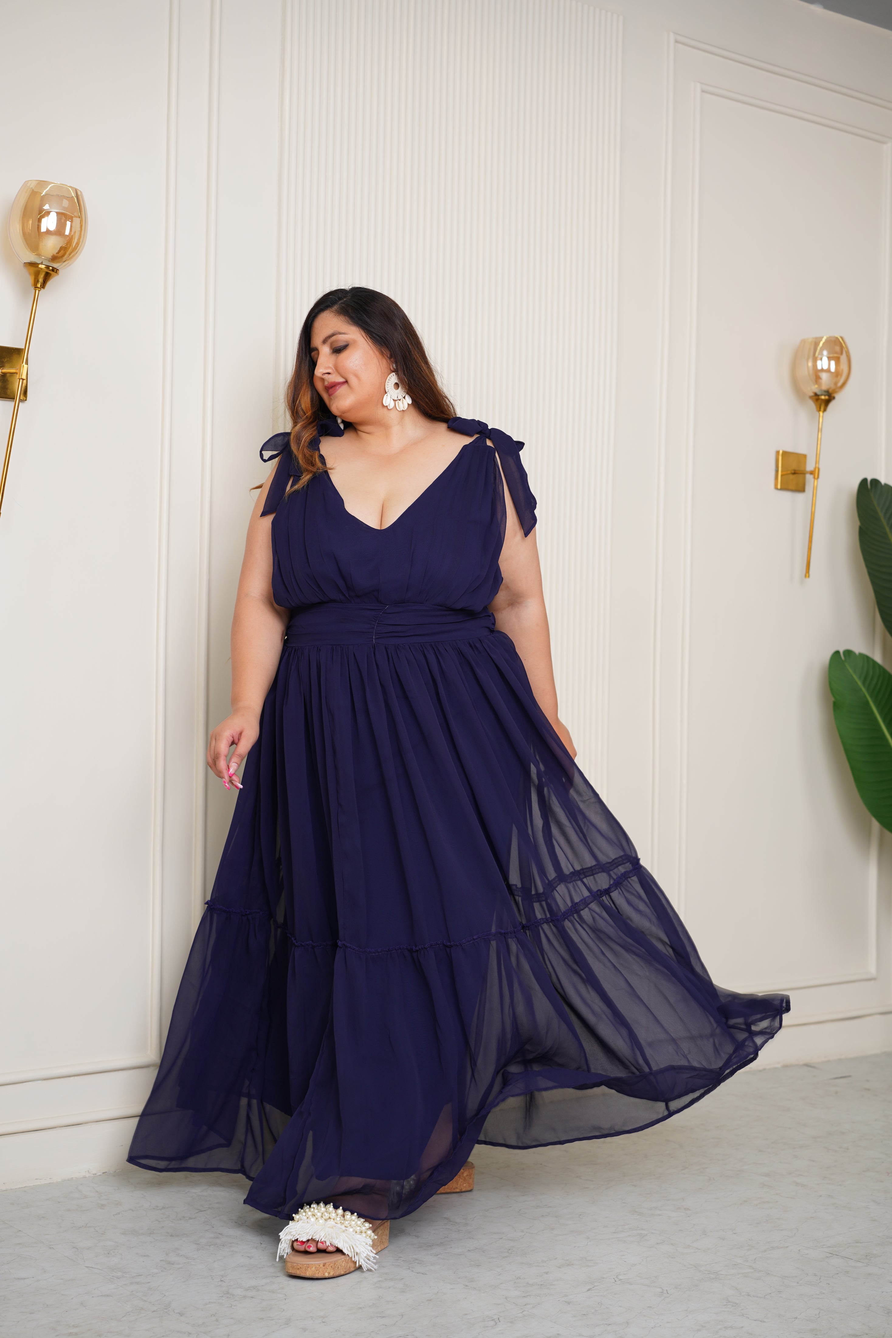 Blue Georgette Long Dress