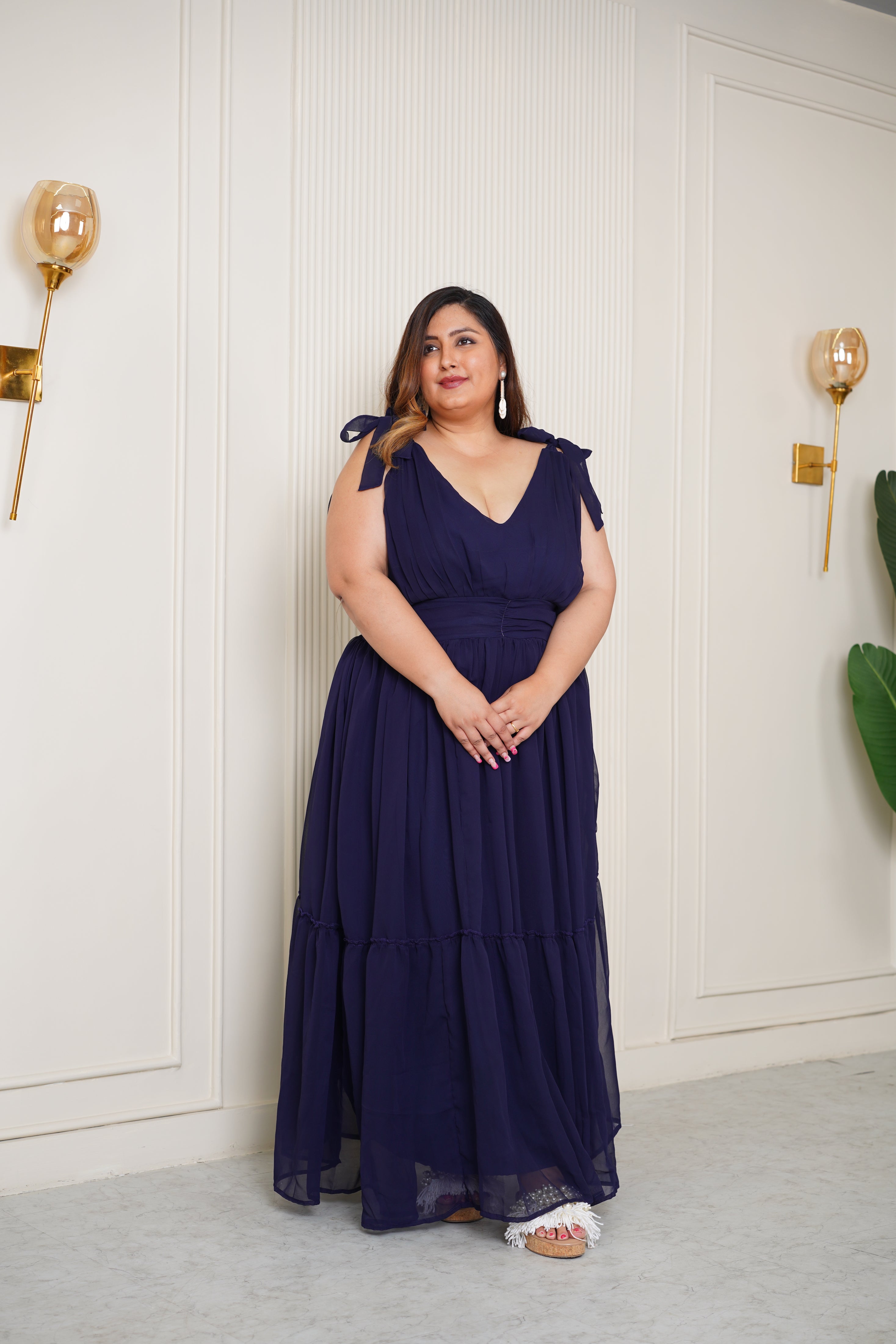 Blue Georgette Long Dress