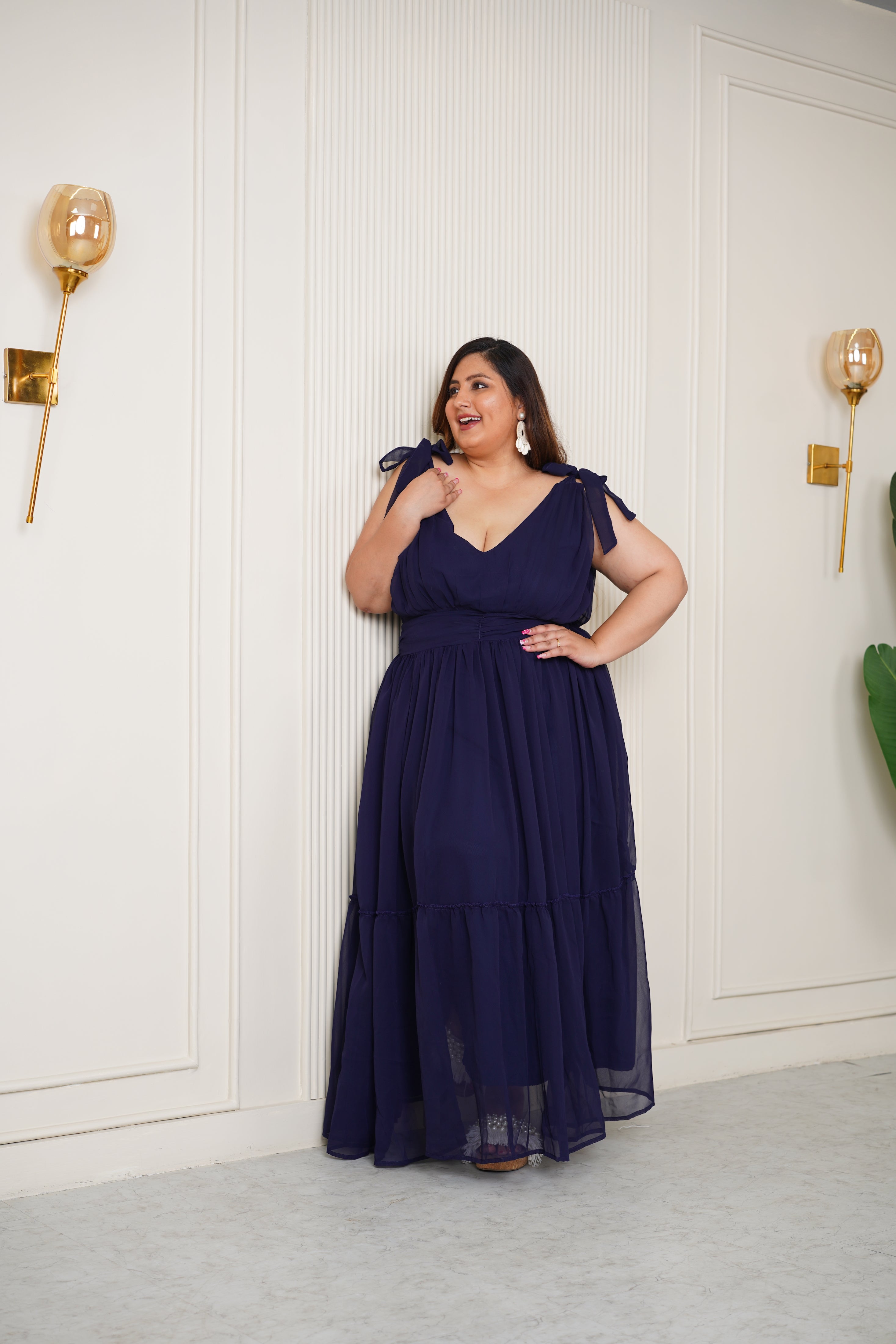 Blue Georgette Long Dress