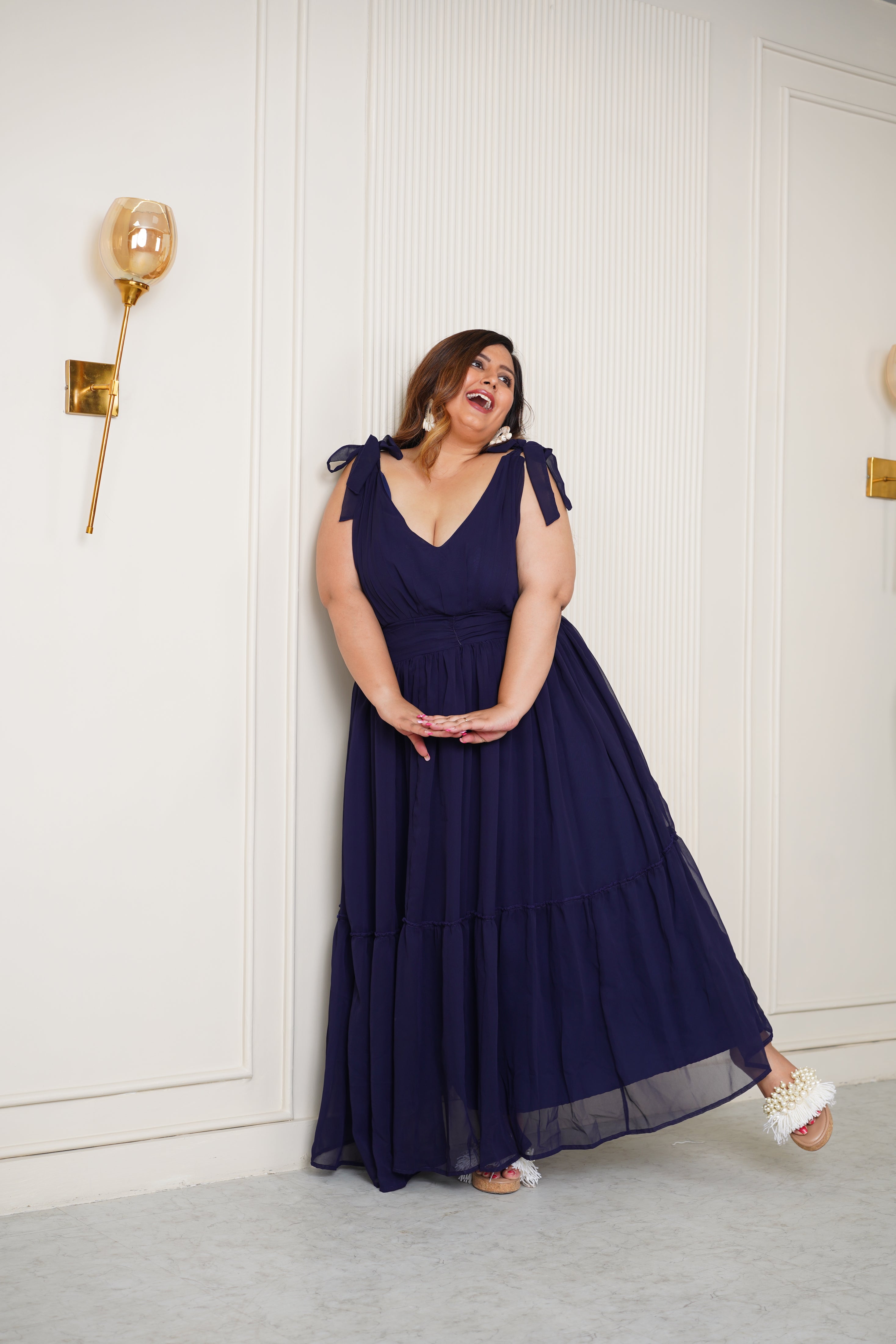 Blue Georgette Long Dress