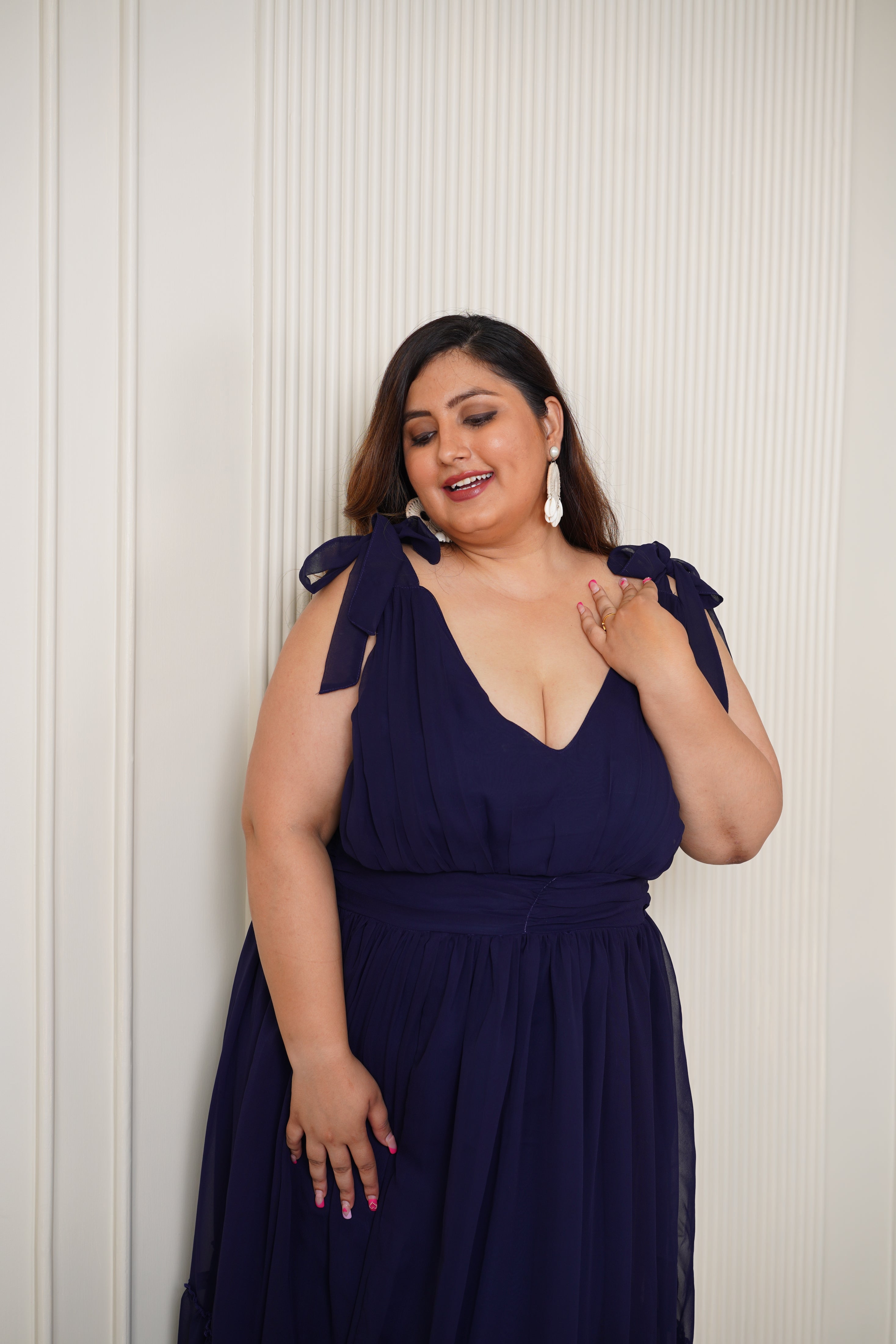 Blue Georgette Long Dress