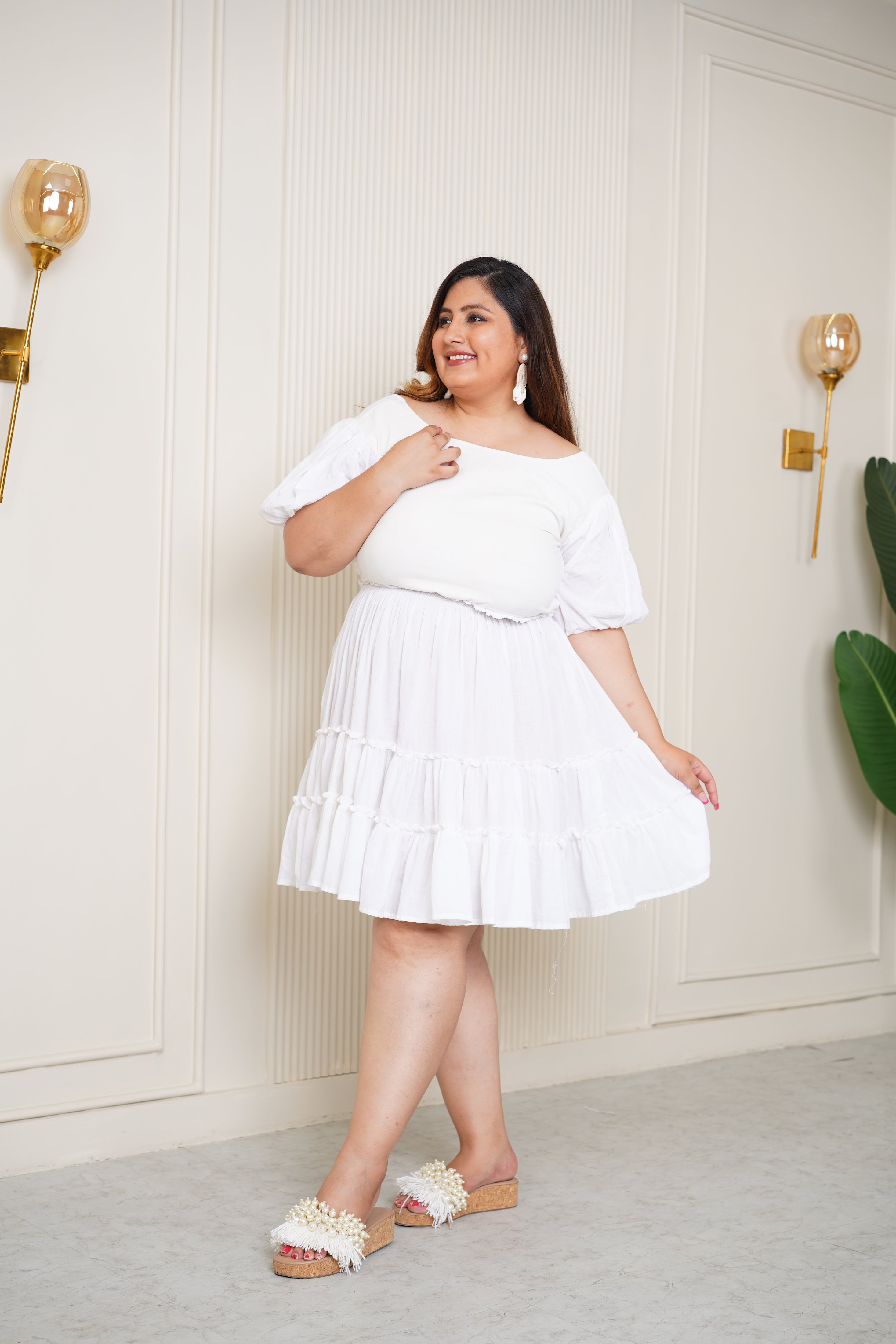 white cotton short dress