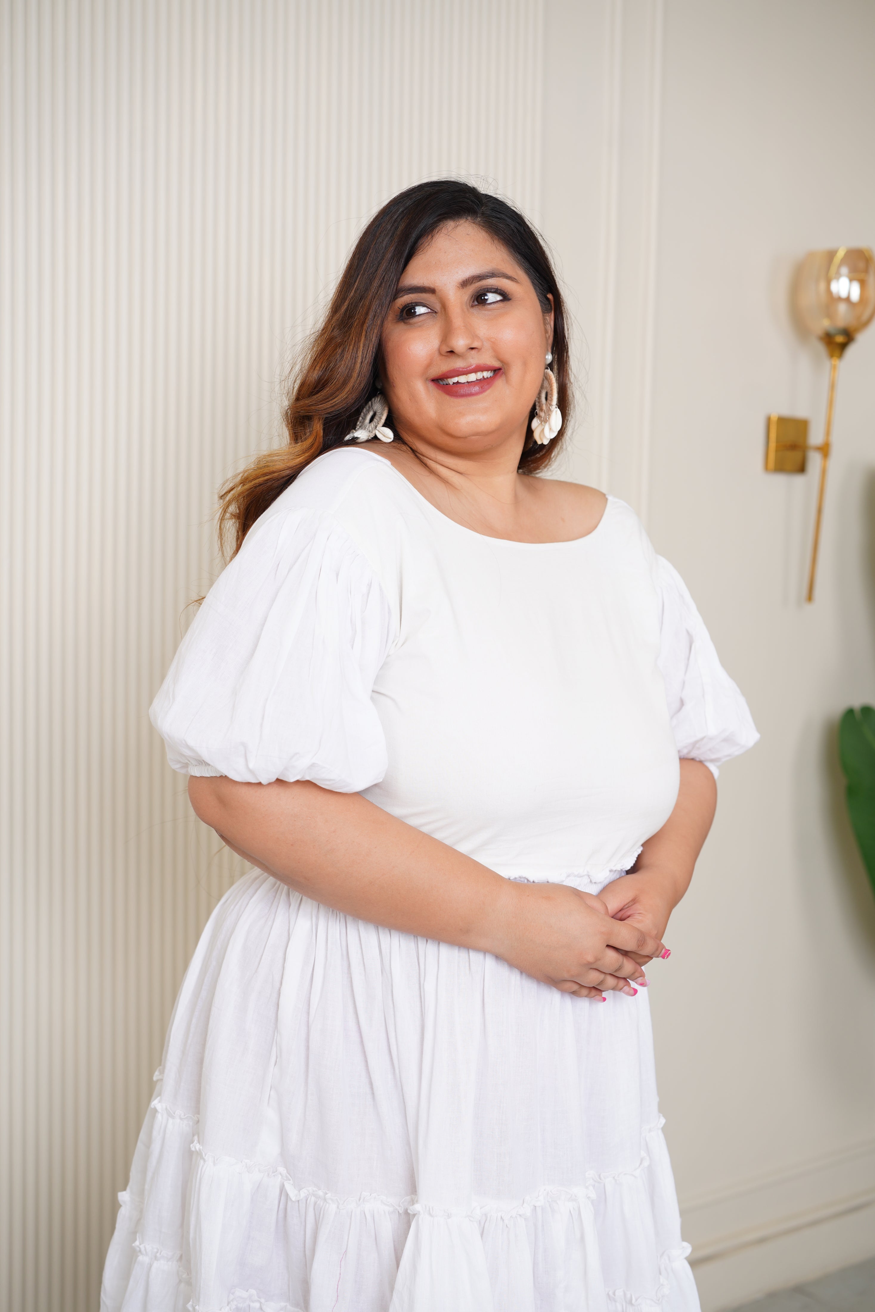 white cotton short dress