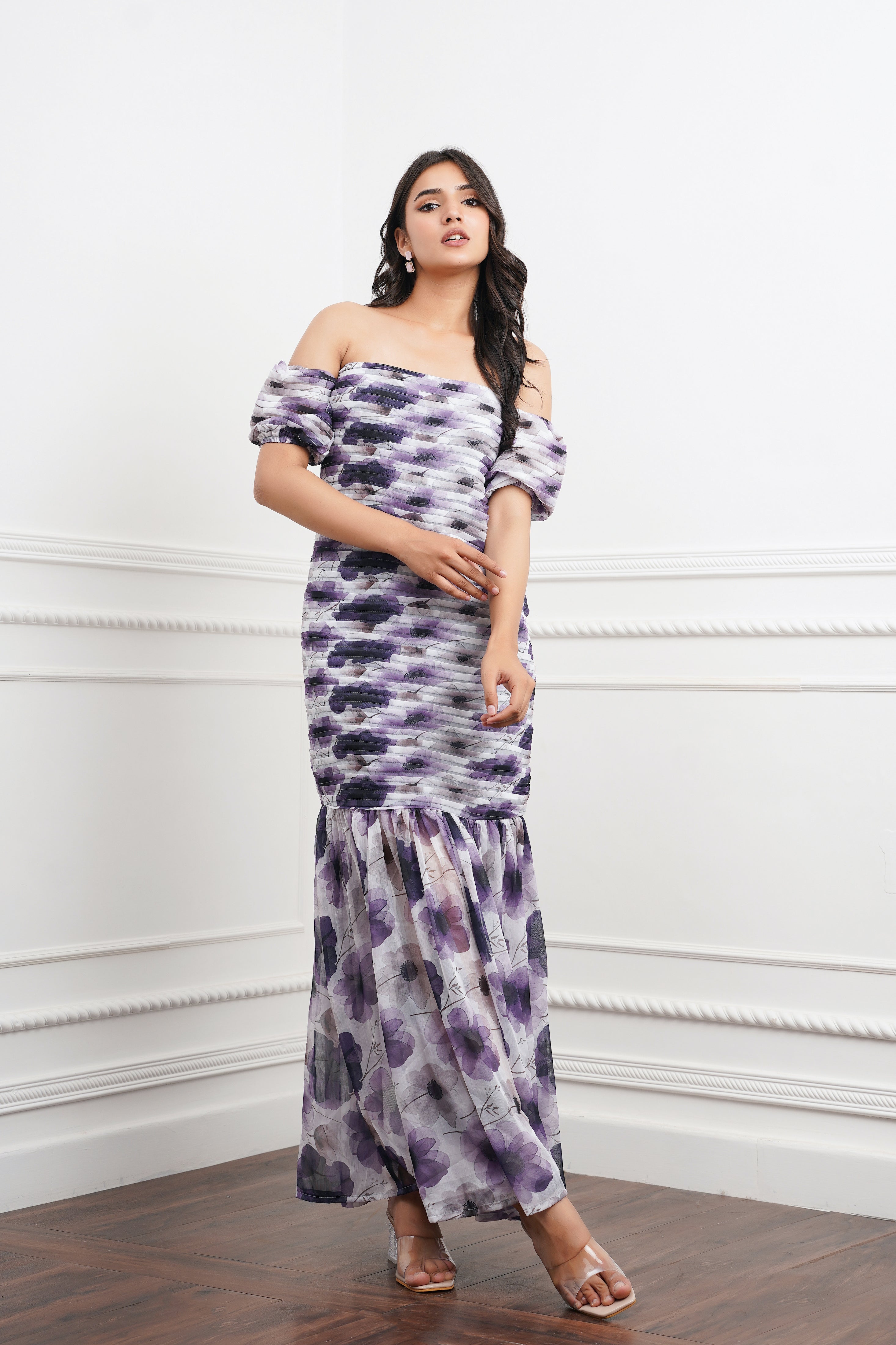 White Printed Maxi Dress