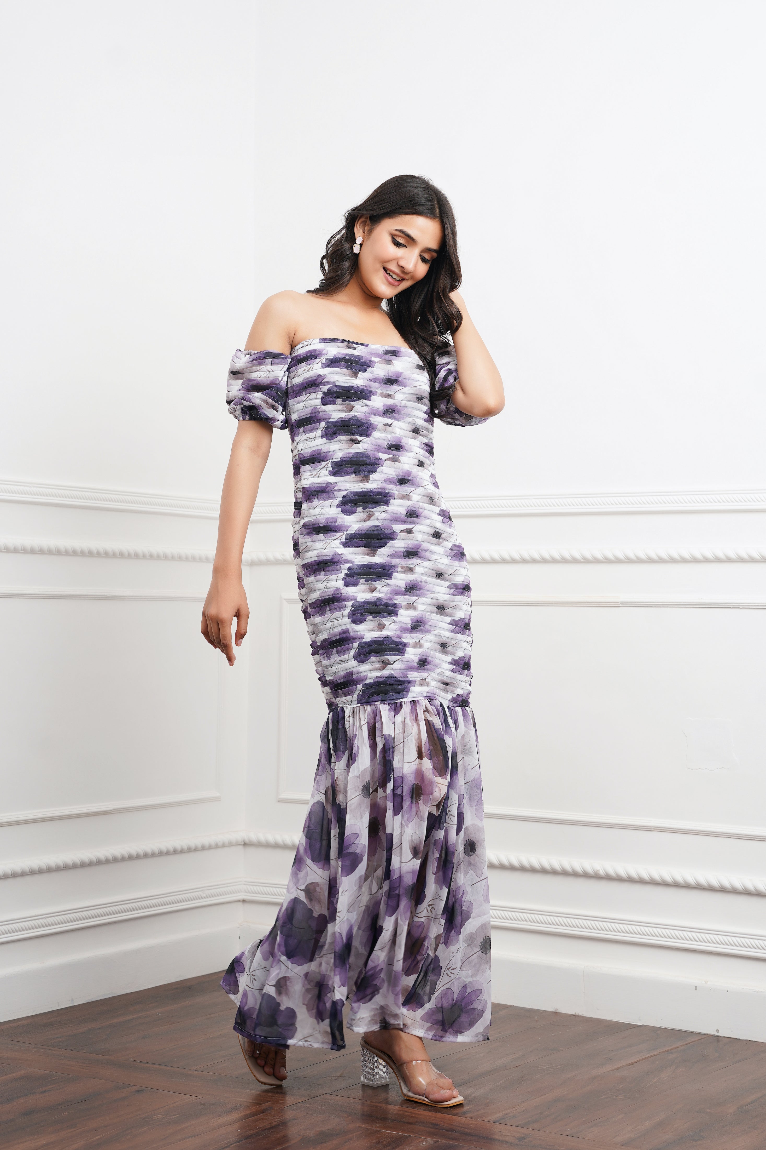 White Printed Maxi Dress