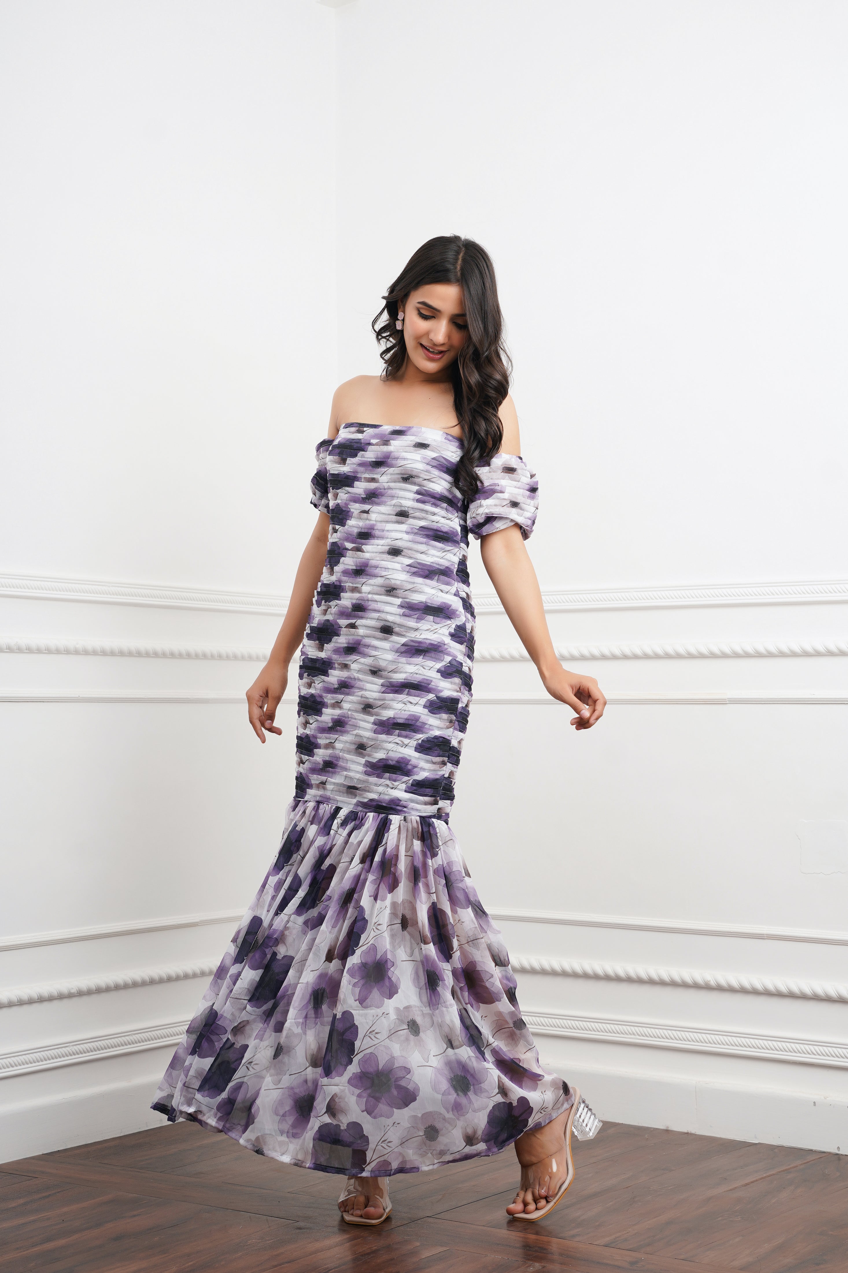 White Printed Maxi Dress