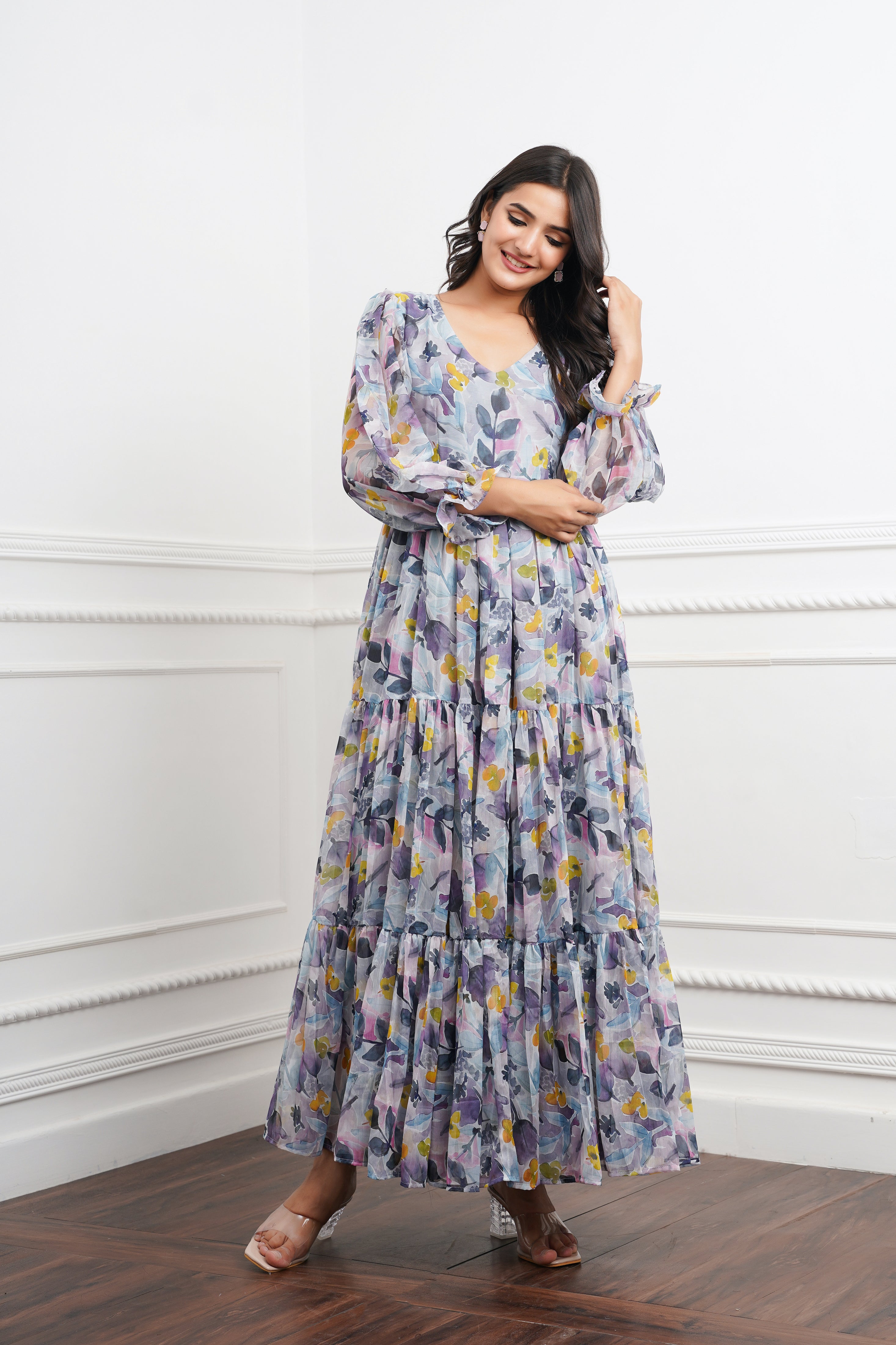 Smoky Blue Maxi Dress