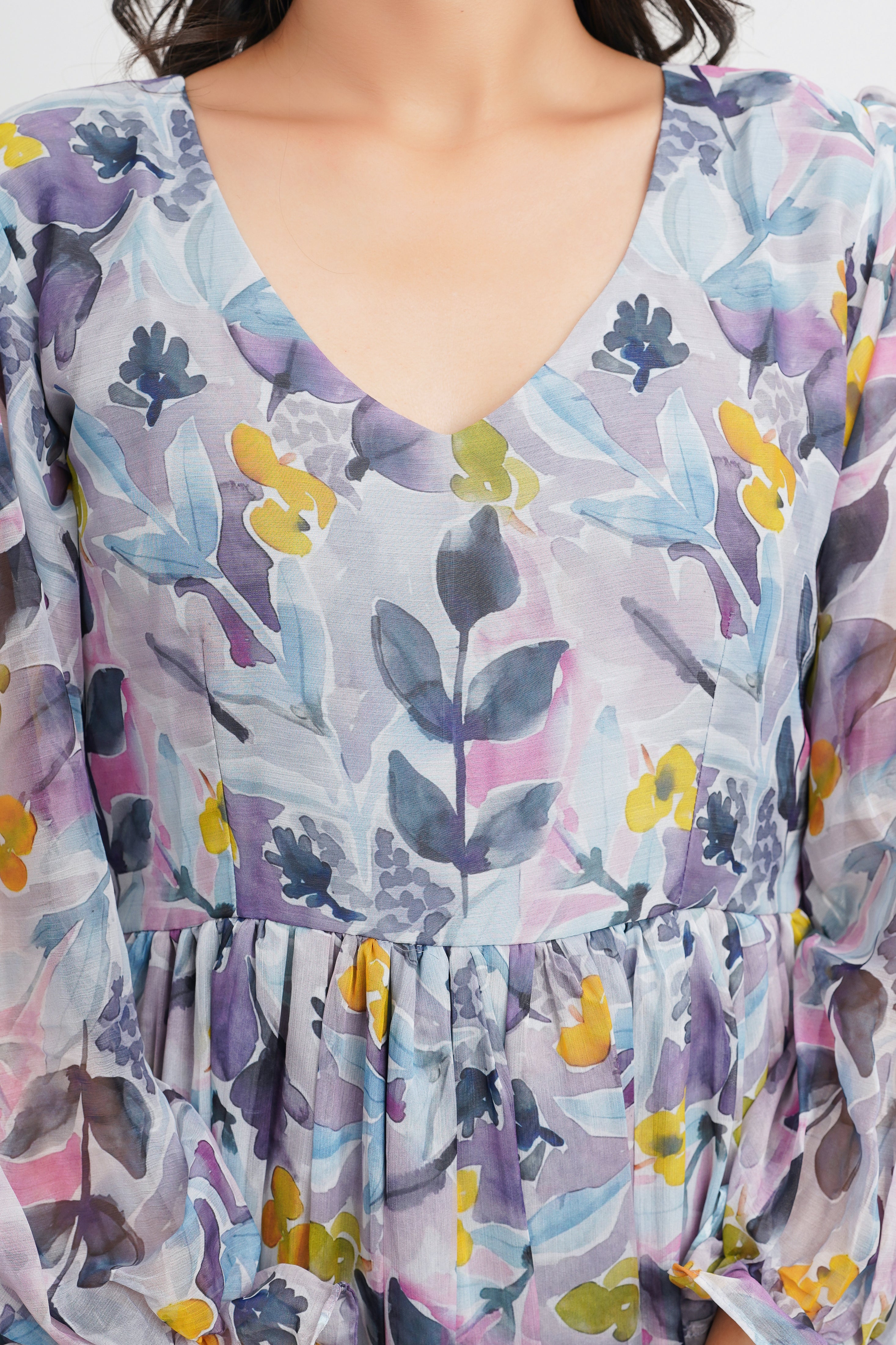 Smoky Blue Maxi Dress