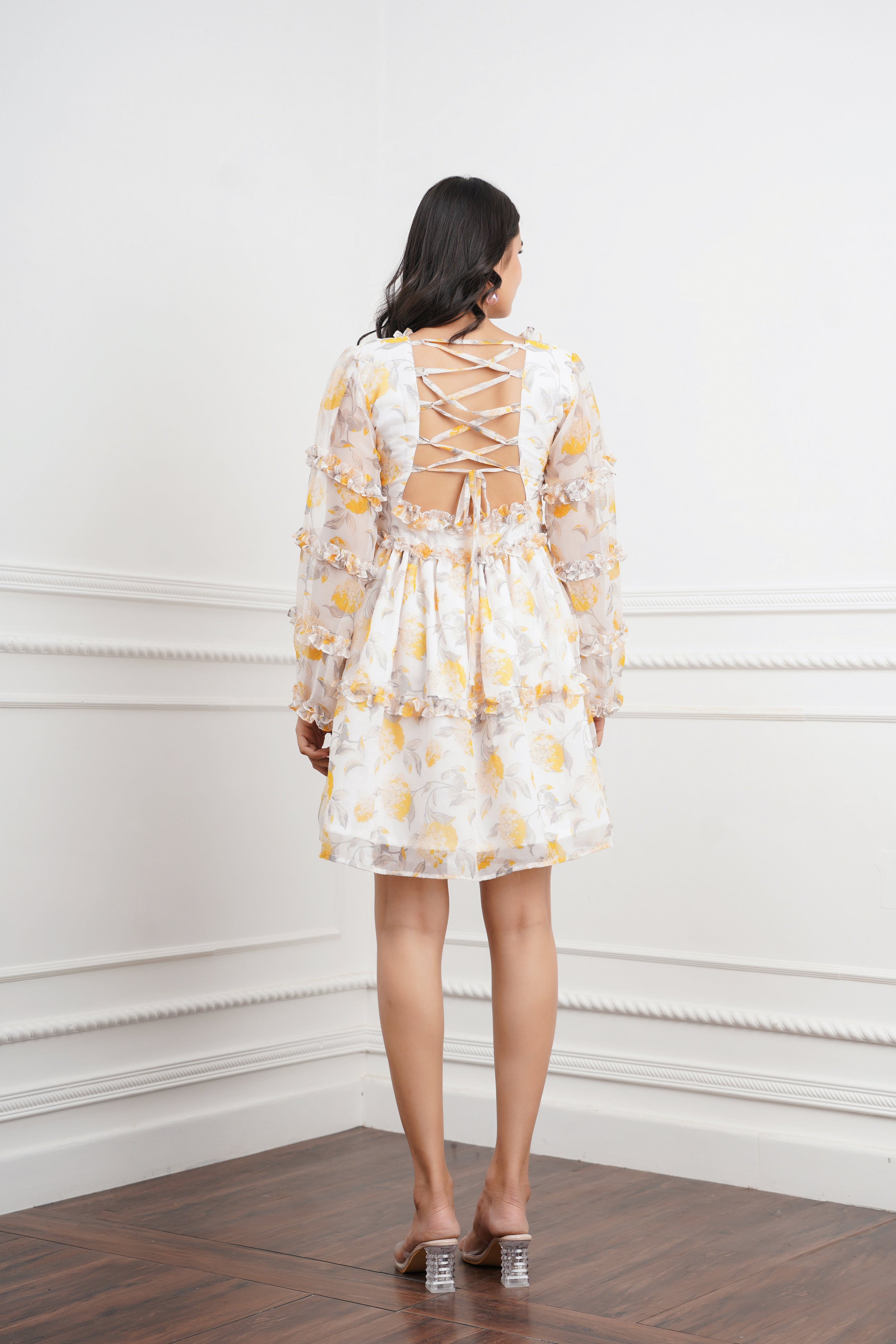 Off White Printed Mini Dress