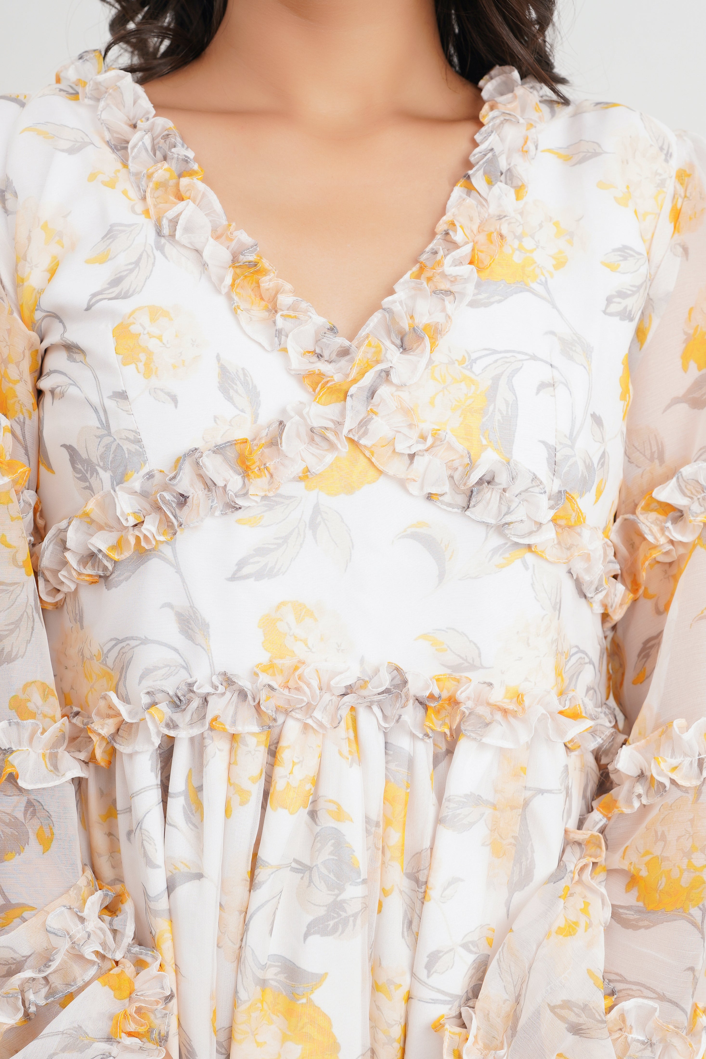 Off White Printed Mini Dress