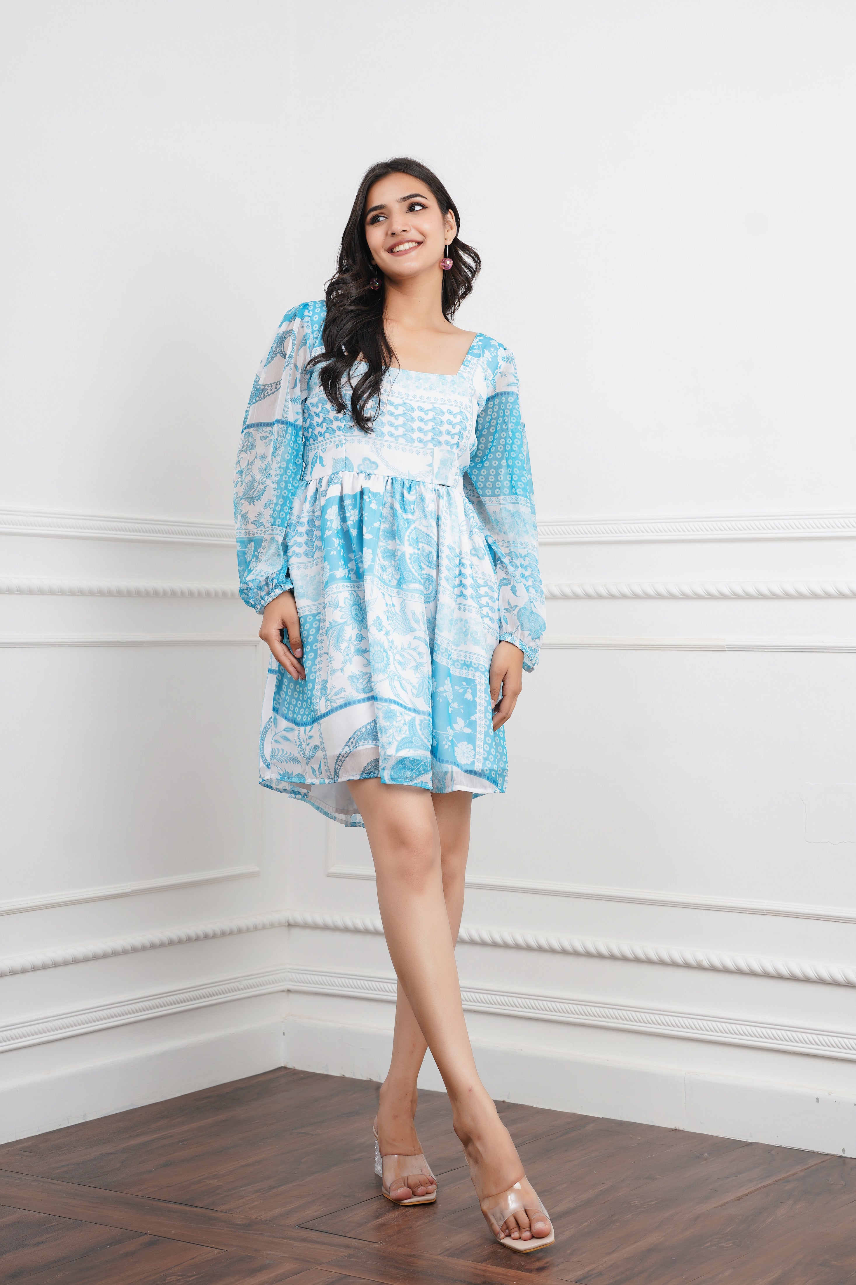Sky Printed Mini Dress