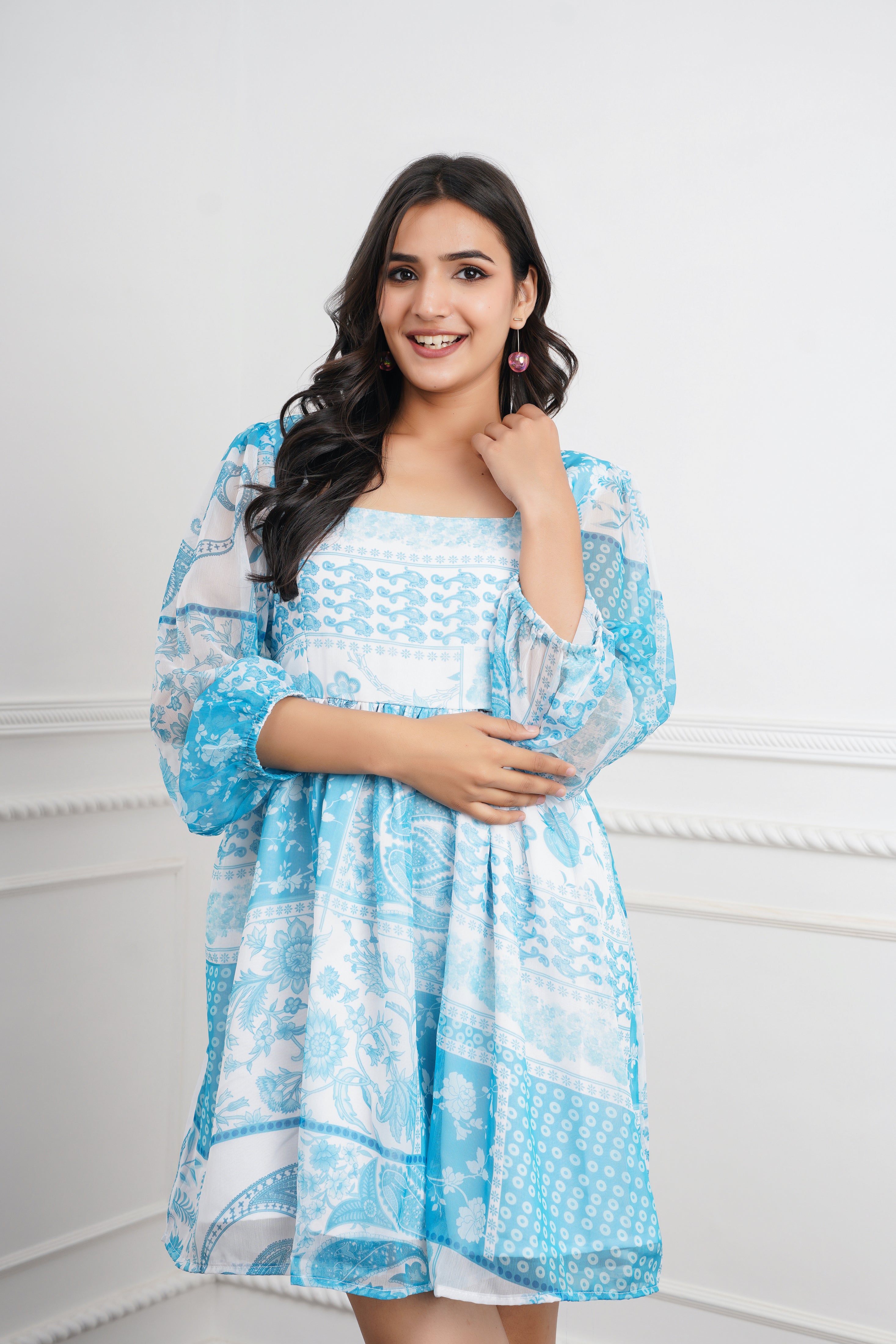 Sky Printed Mini Dress
