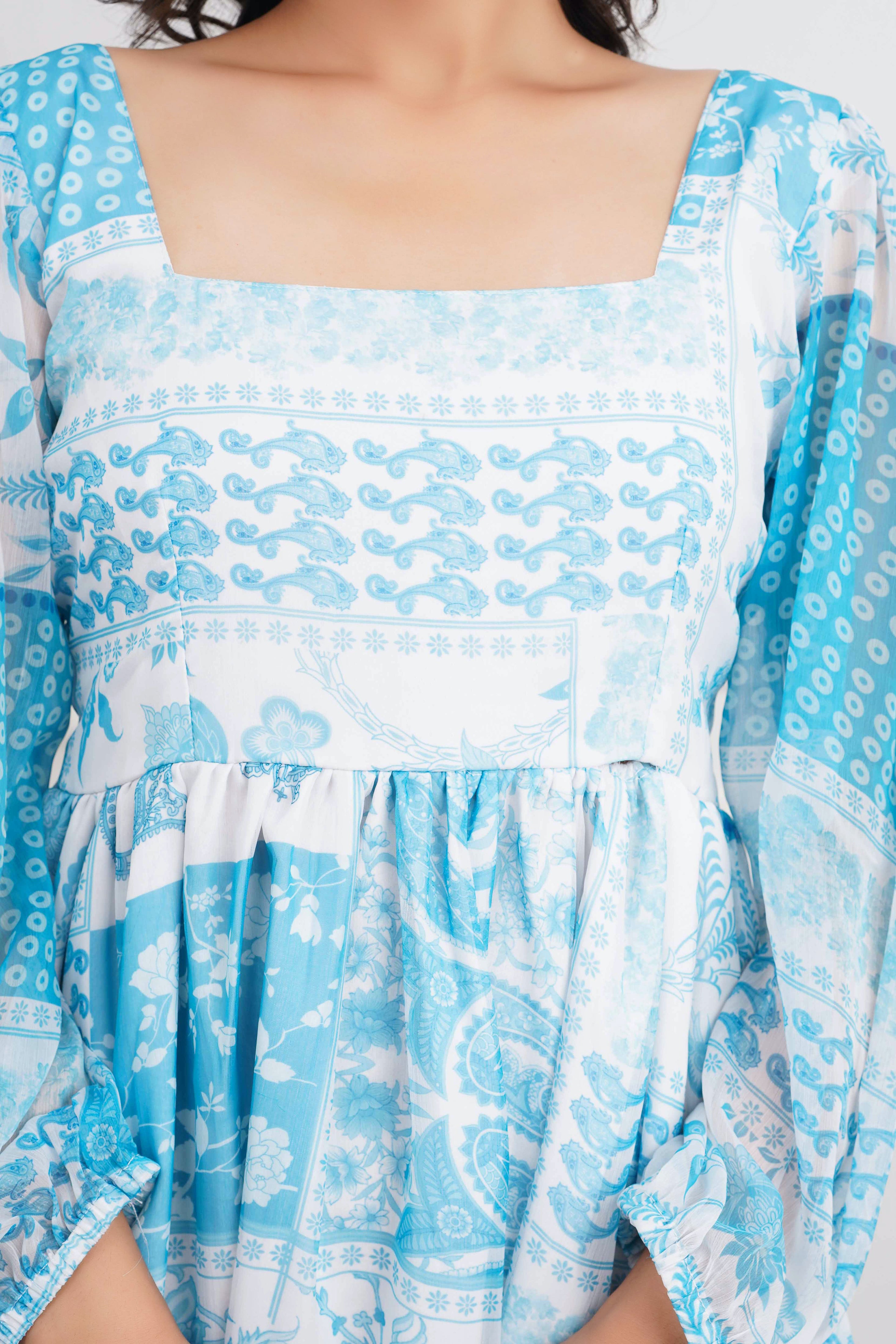 Sky Printed Mini Dress