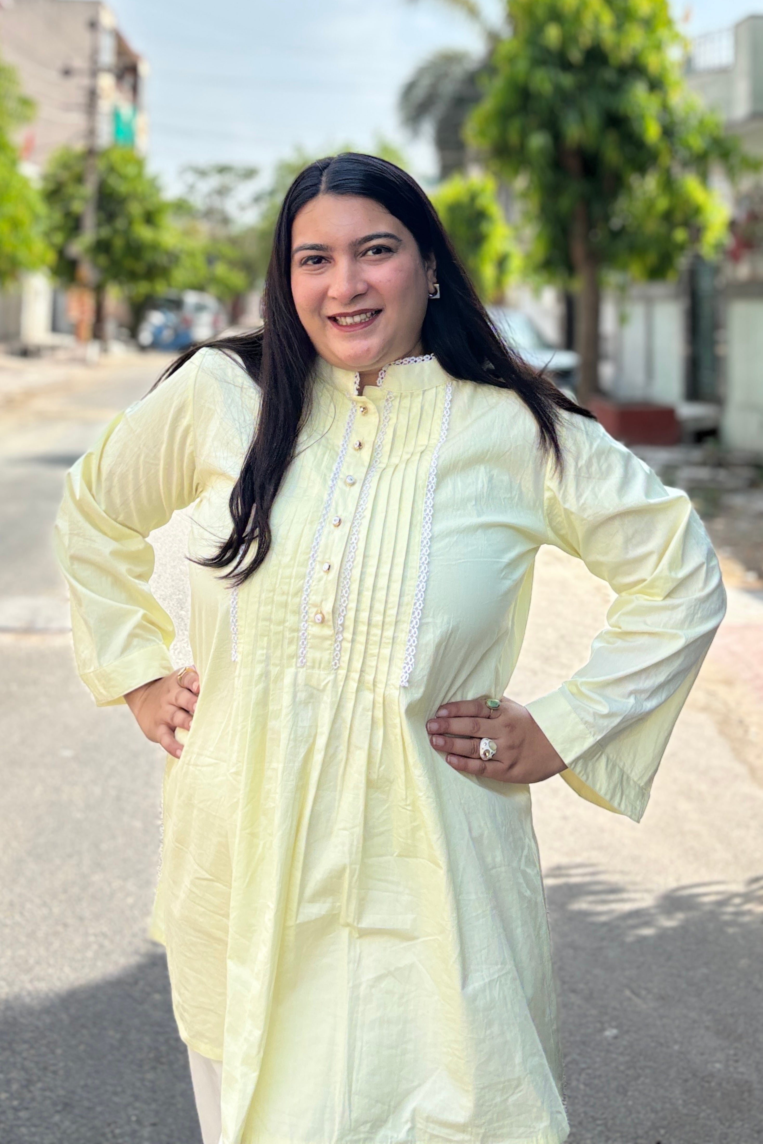 BUTTER YELLOW PINTUCK TOP