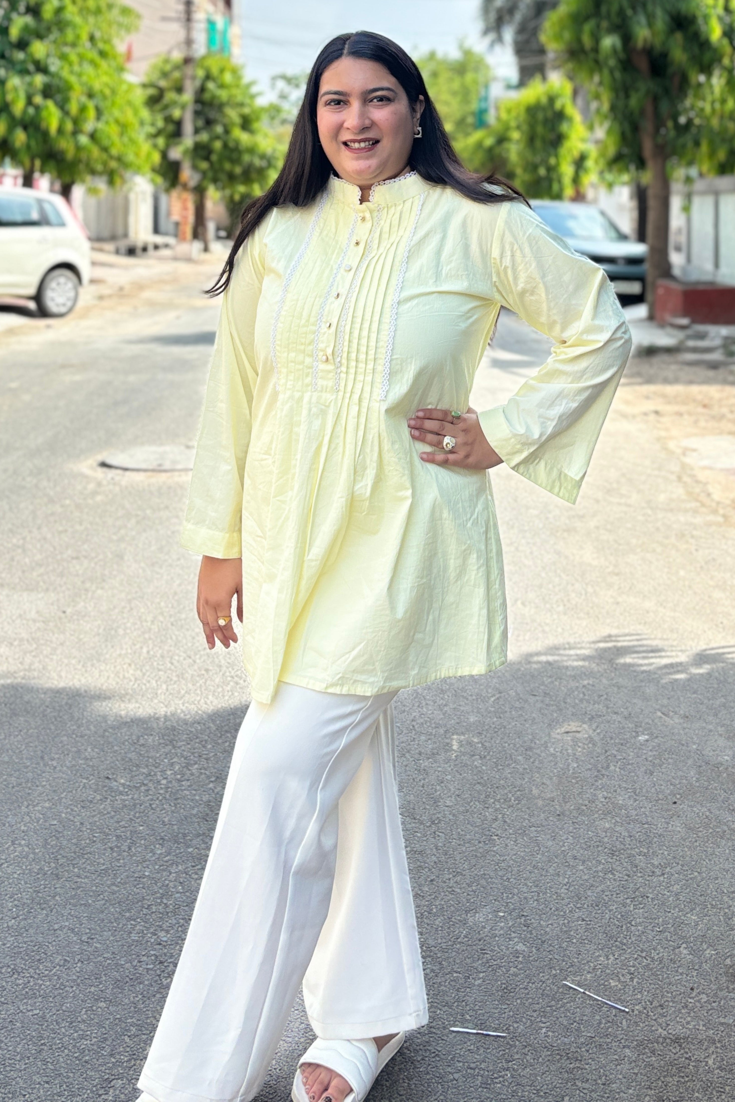 BUTTER YELLOW PINTUCK TOP