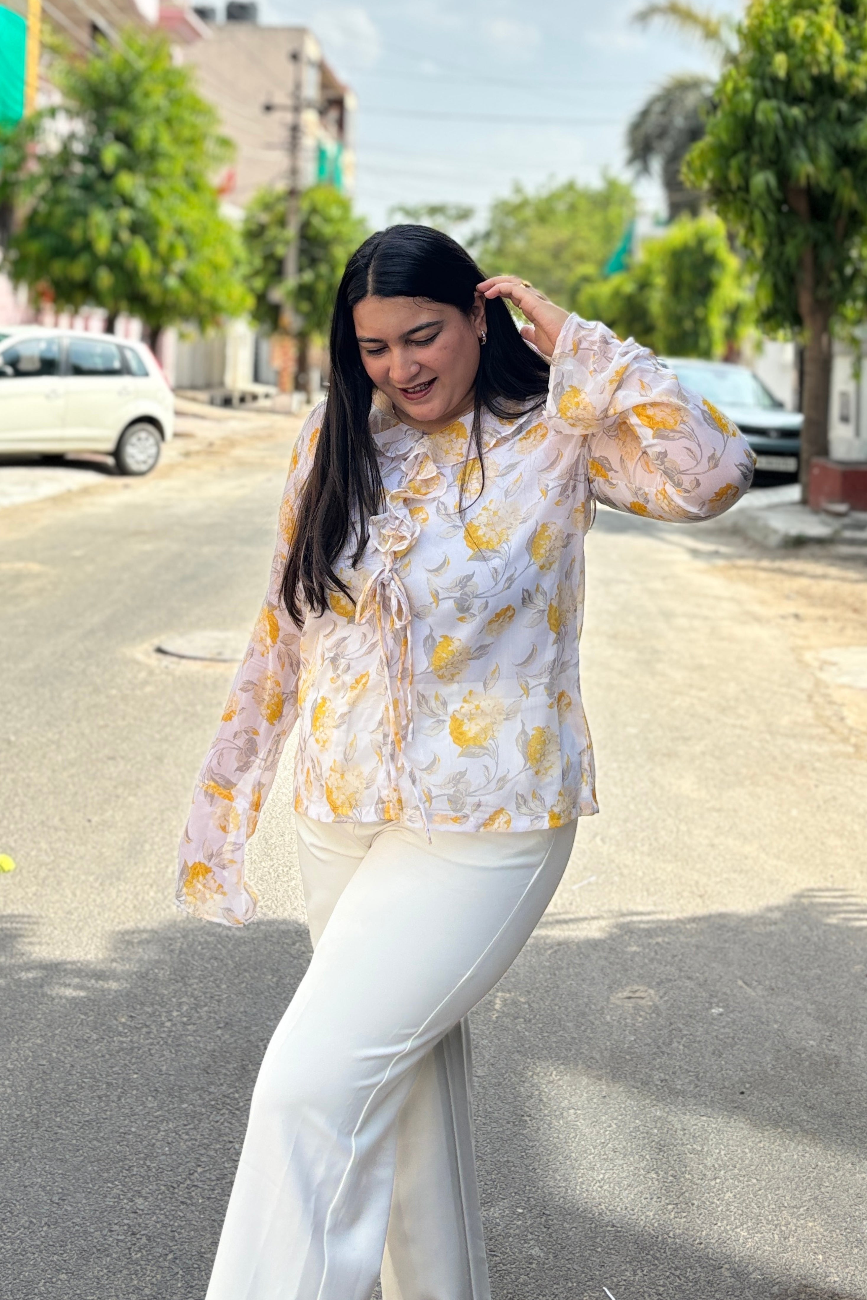 Floral Sheer Chiffon Top
