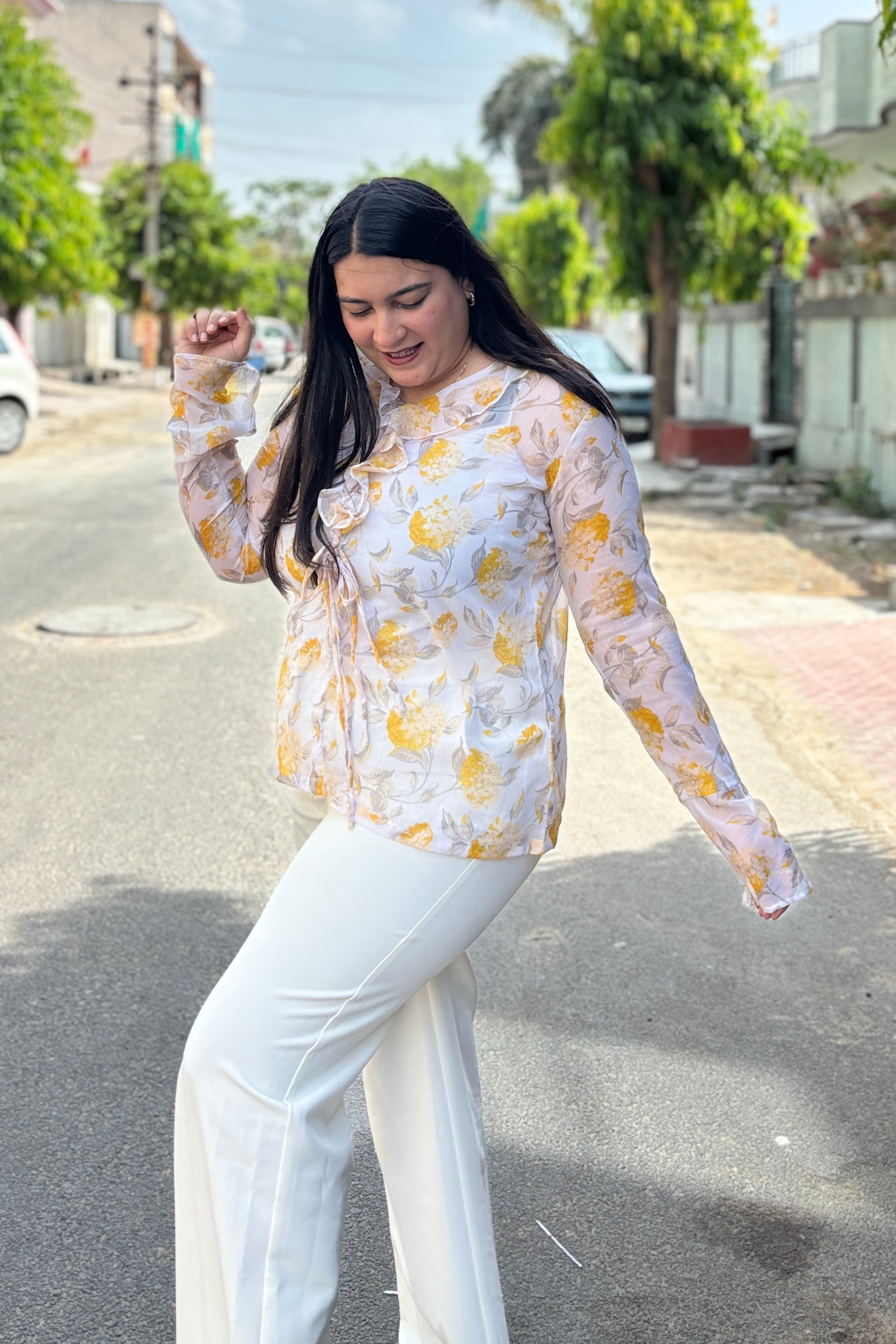 Floral Sheer Chiffon Top