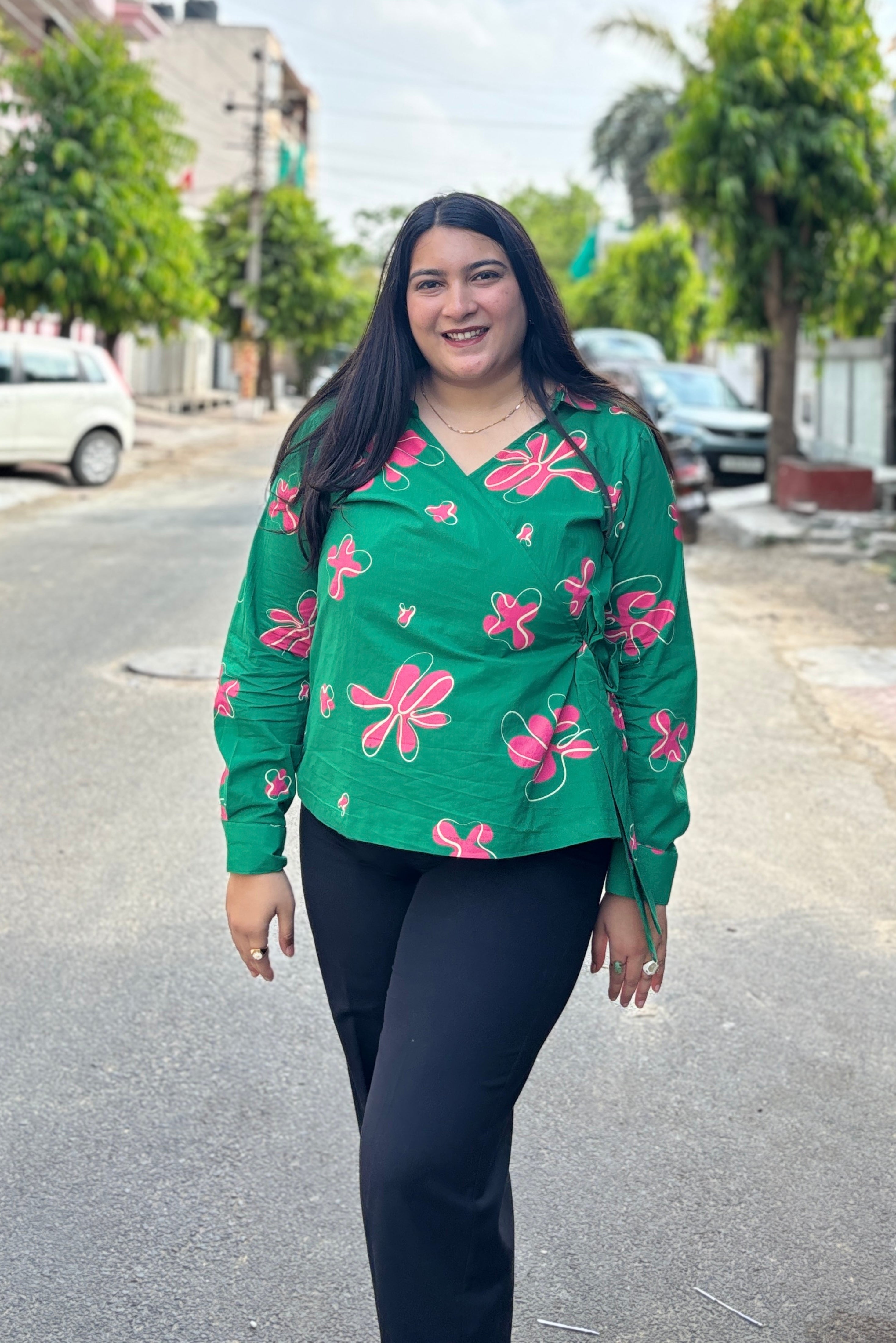 Petal Pop V-Neck Top