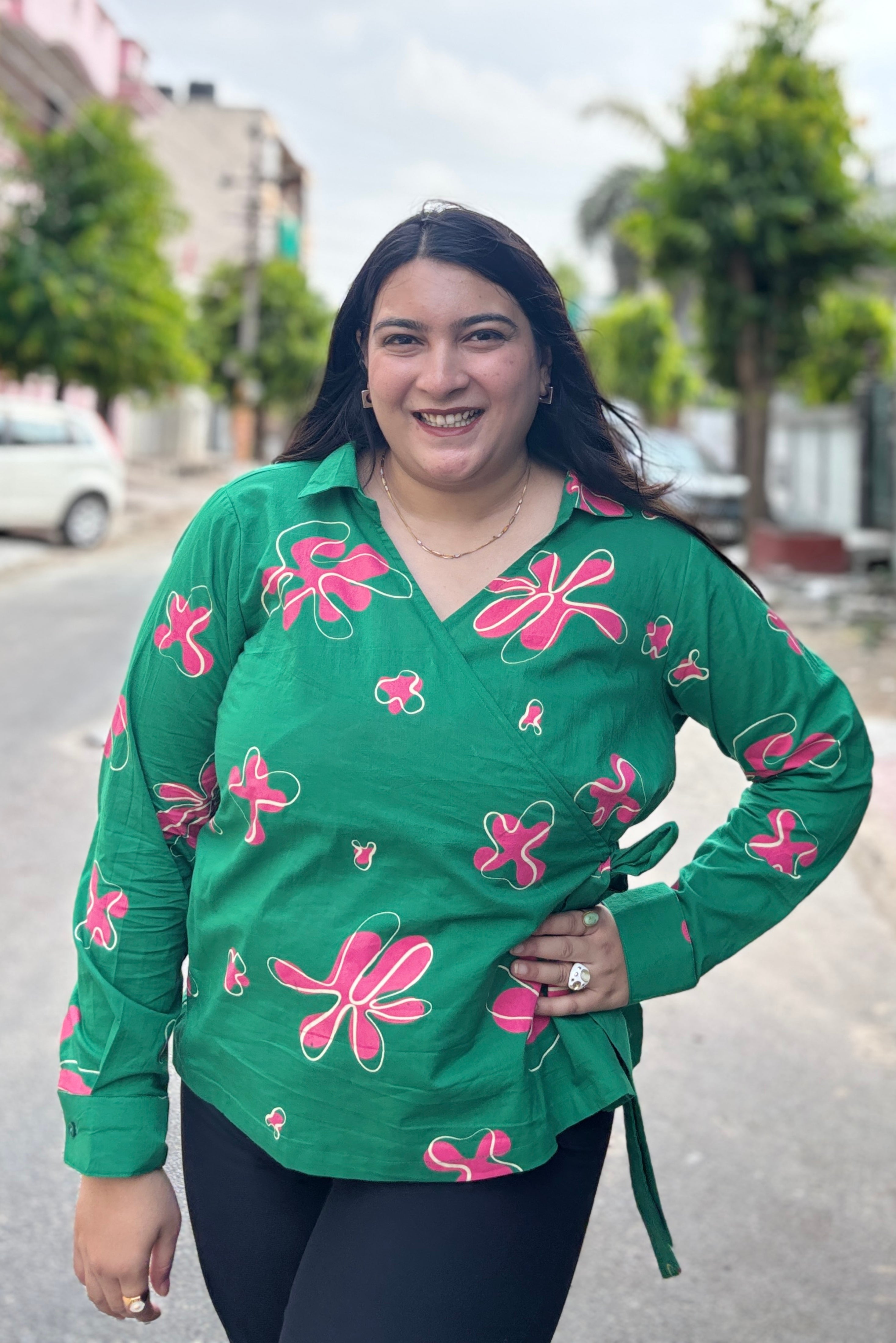 Petal Pop V-Neck Top