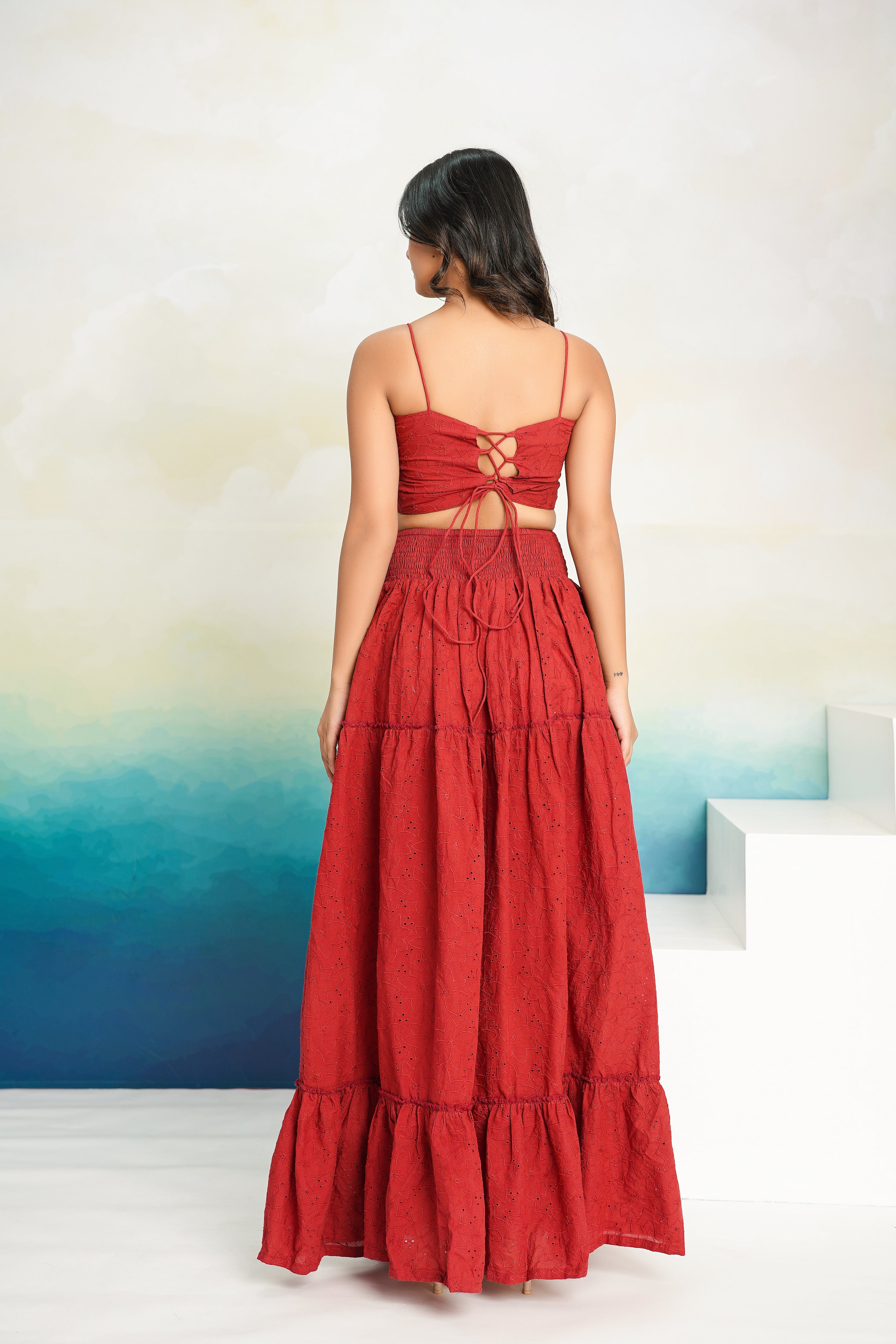 Brick Red Shiffli Coord Set