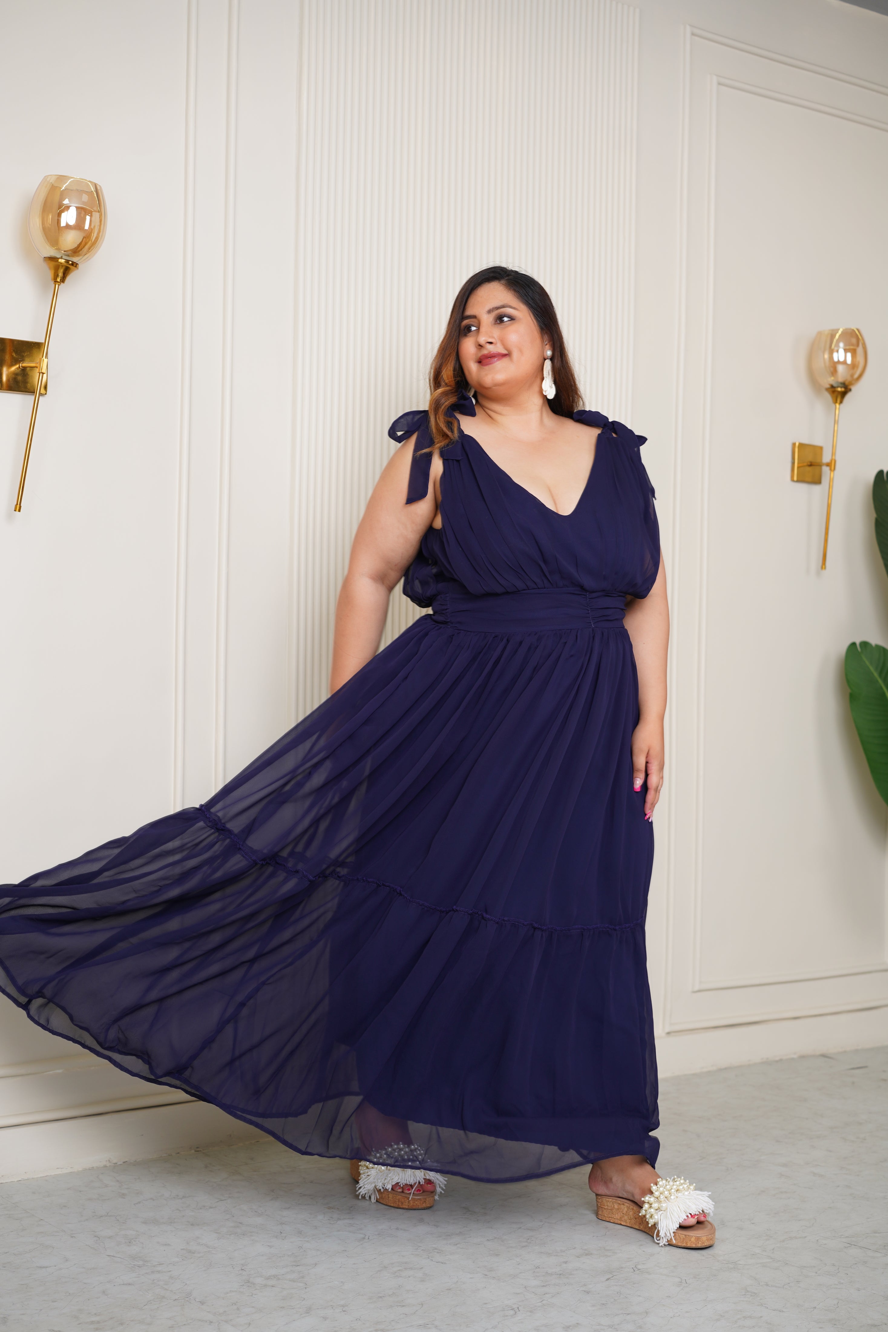 Blue Georgette Long Dress